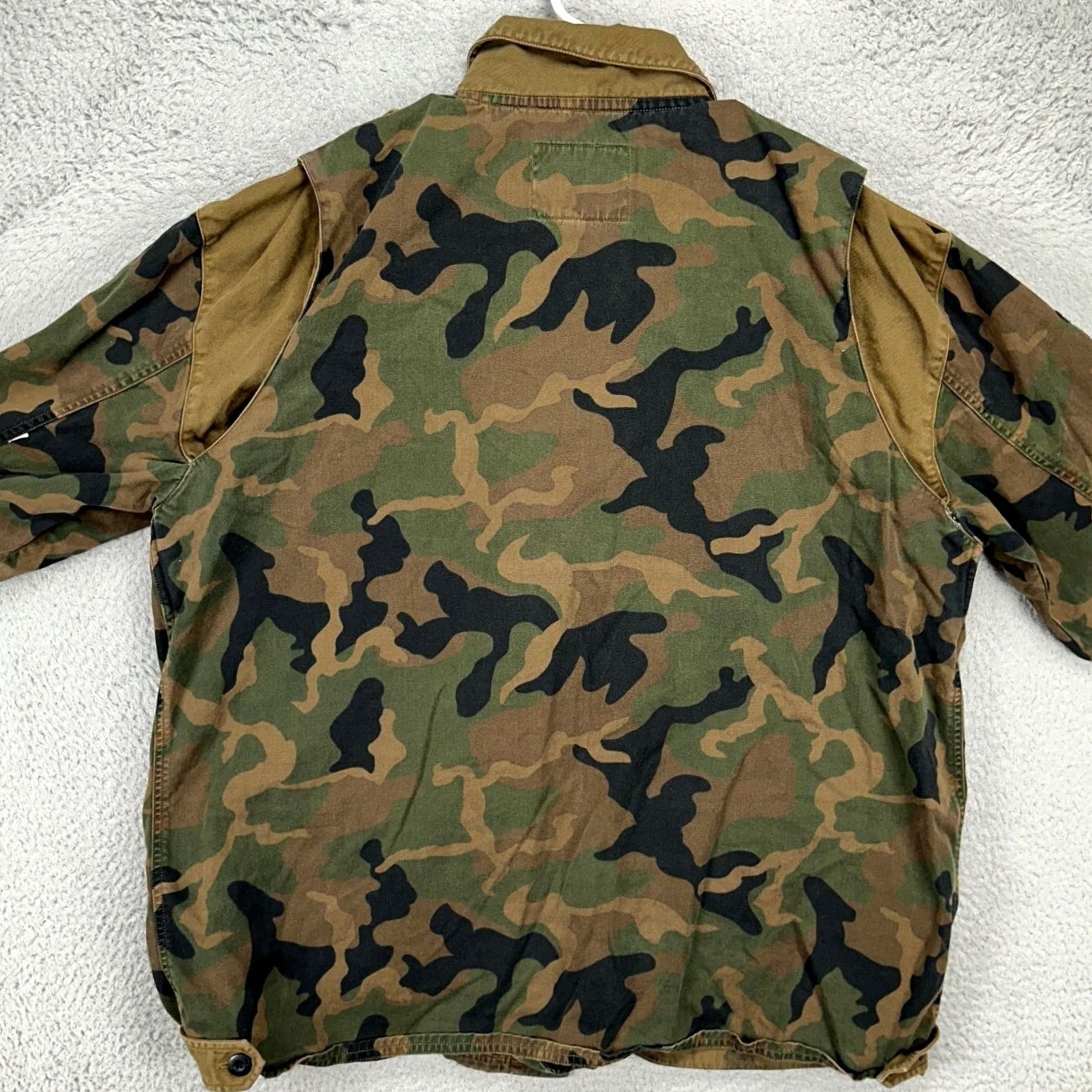Guess GUESS Military Jacket Men XL Olive Green Camouflage Cotton Full Zip Flap Pockets Size US L / EU 52-54 / 3 - 4 Thumbnail
