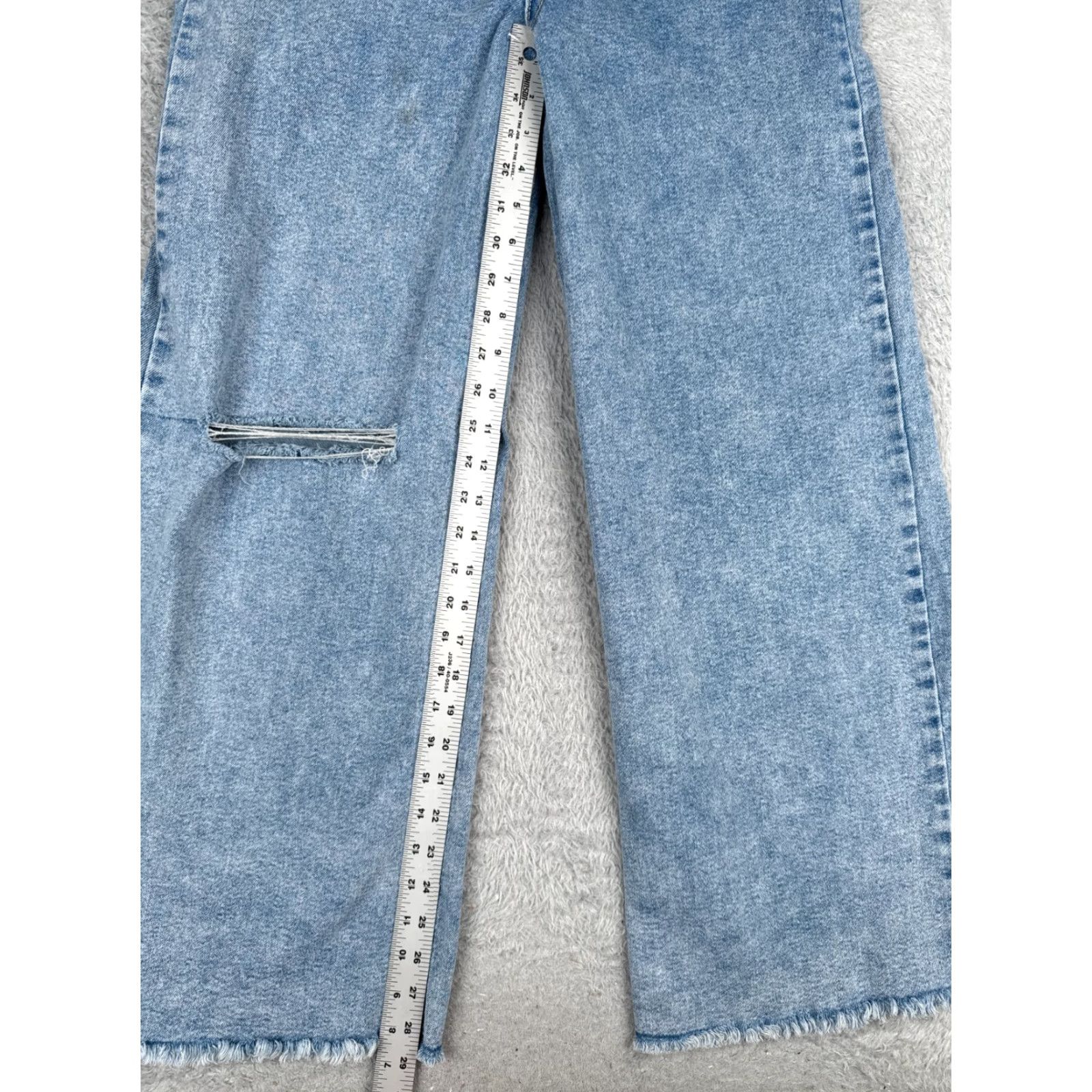Zara Zara Womens Jeans 29 Blue Distressed Wide Leg High Rise Cotton Grunge 28x29 Size 29" - 7 Thumbnail