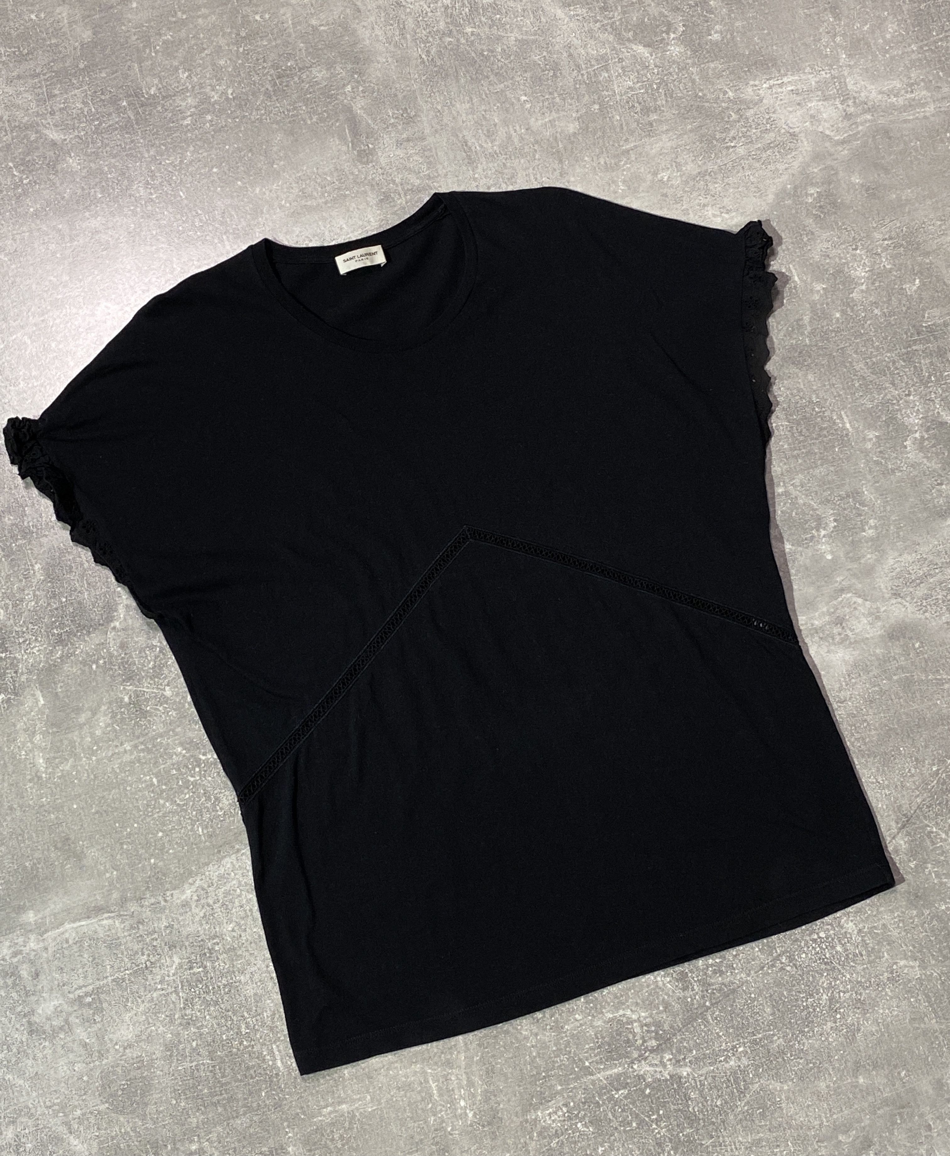 Saint Laurent Paris Saint Laurent Paris Lace Black T-Shirt Size S / US 4 / IT 40 - 1 Thumbnail
