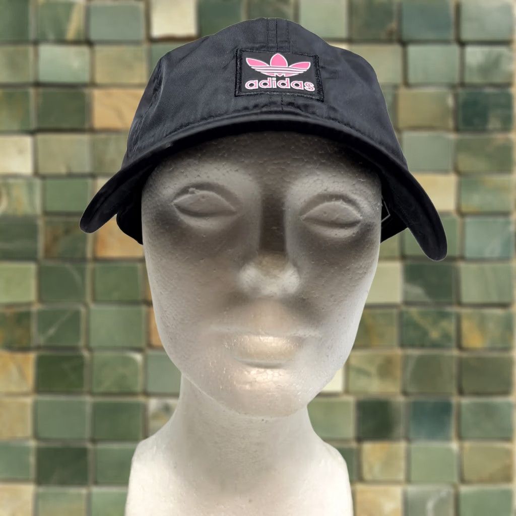 Adidas Adidas Women's Hat Black Nylon Strap Pink Trefoil Logo One Size Size ONE SIZE - 1 Thumbnail