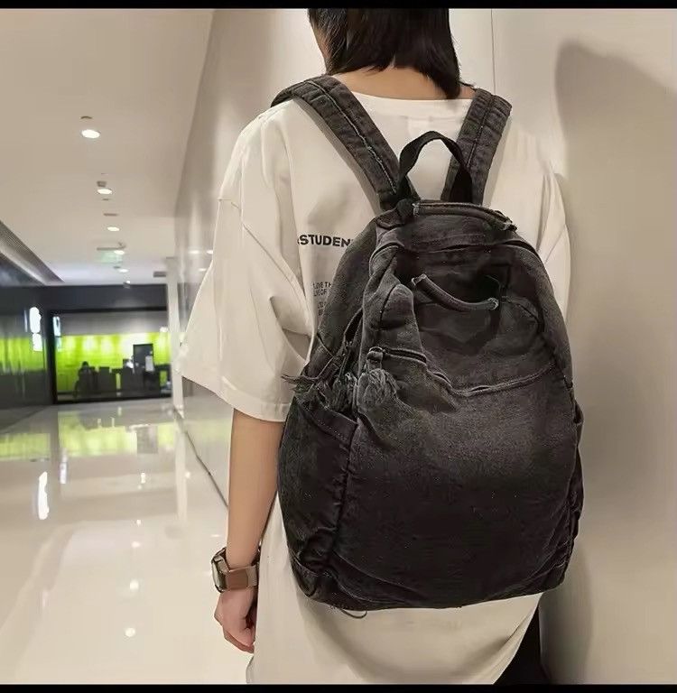 Japanese Brand Capacity Washed Denim Backpack Size ONE SIZE - 3 Thumbnail