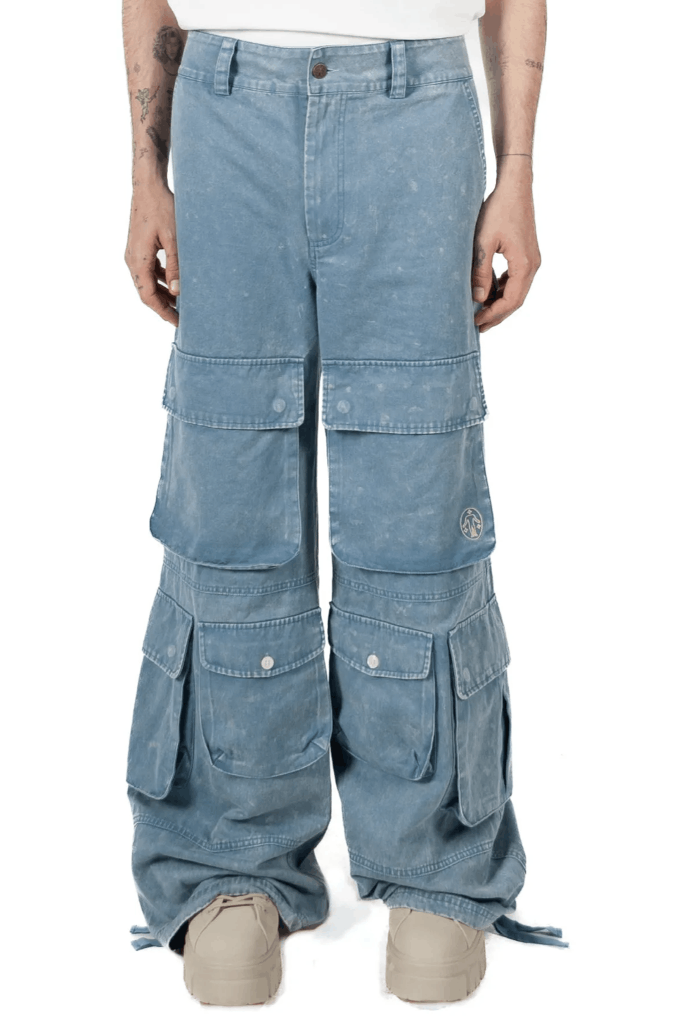 image of Untitled Artworks Cargo Wide Washed Blue, Men's (Size 34)