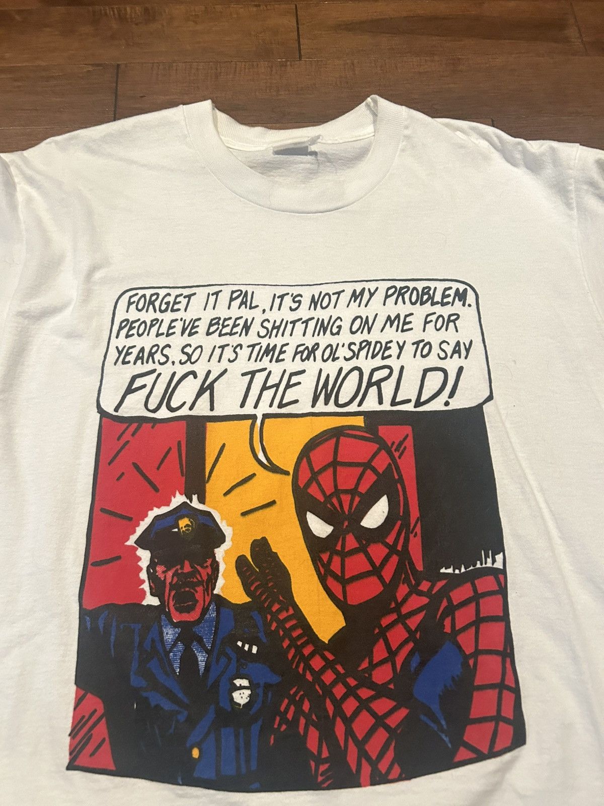Other Rare Spider Man Fuck The World T Shirt Size US XL / EU 56 / 4 - 2 Thumbnail
