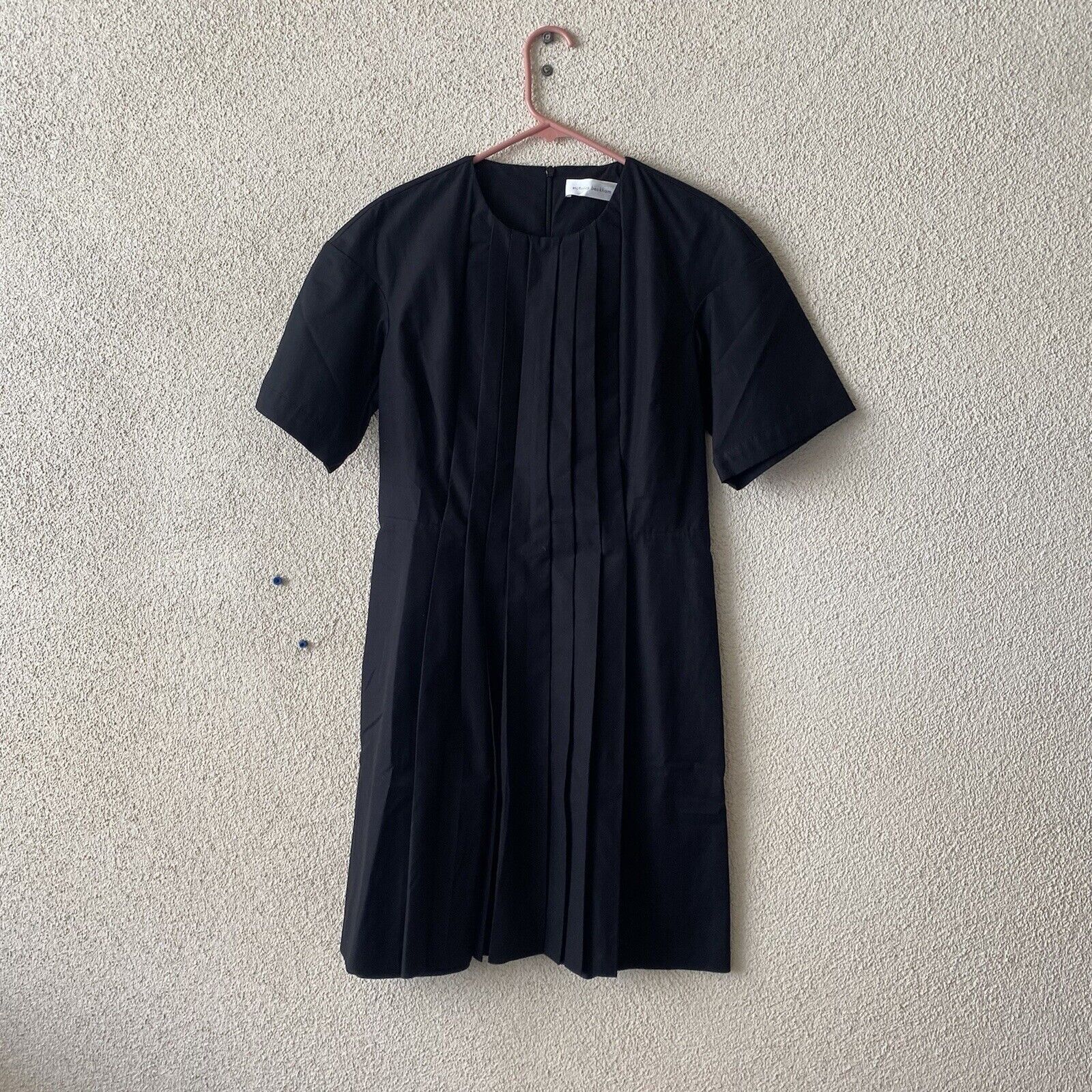 Victoria Beckham Victoria Beckham Womens Dress Black Front Pleated Short Slee Size XL / US 12-14 / IT 48-50 - 4 Thumbnail