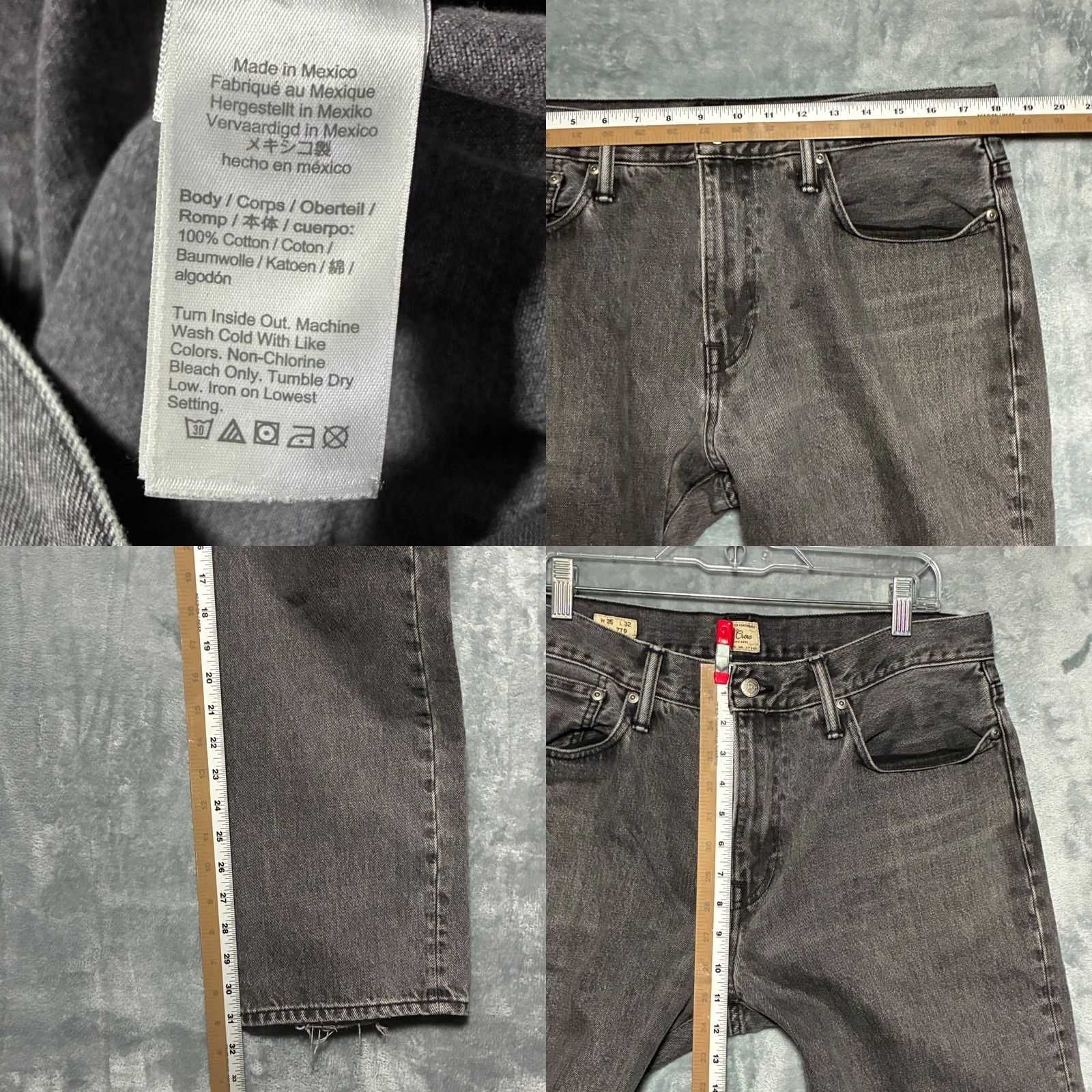 J.Crew J. Crew 770 Jeans Gray Wash Straight Men's 35x32 Distressed Denim Regular Waist 35 Size US 35 - 8 Thumbnail