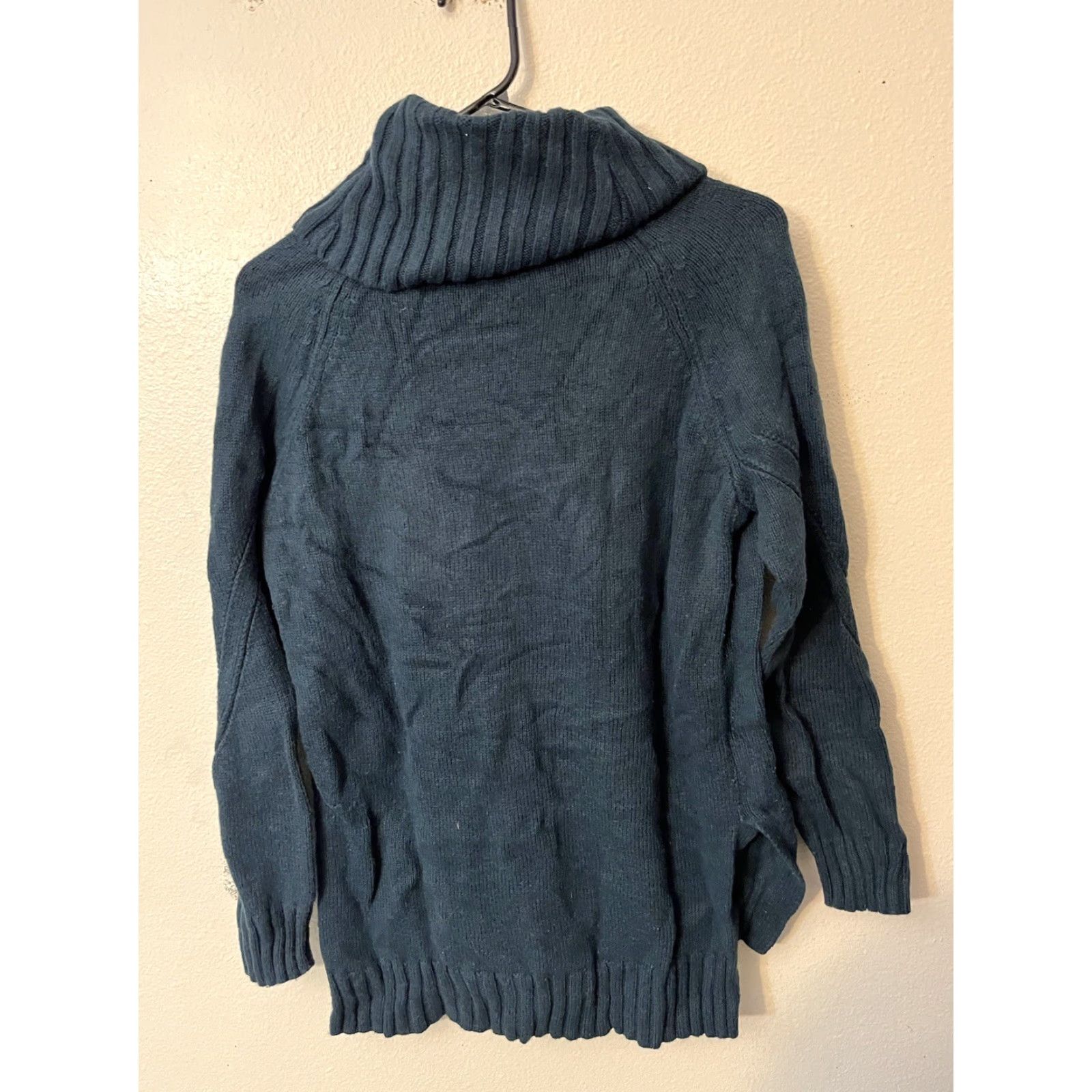 Loft VINTAGE LOFT Teal Blue Turtleneck Sweater Women Small Cotton Blend Pullover Fall Winter Mens Size S / US 4 / IT 40 - 3 Thumbnail