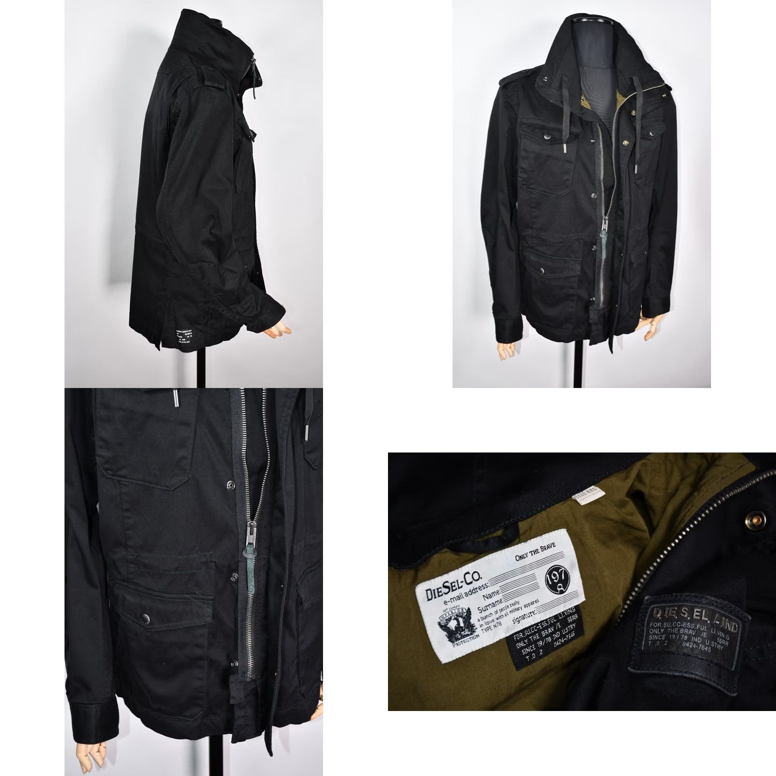 Diesel Diesel Jacket Men's Military Black 2XL Size 2XL Regular Cotton Zip Logo Vintage: No Size US XXL / EU 58 / 5 - 9 Thumbnail