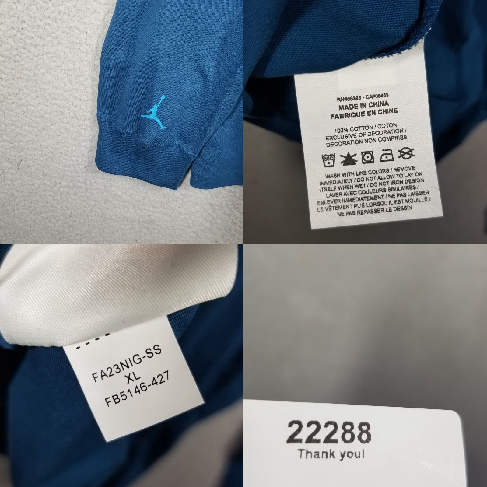 Nike Nike Jordan Shirt Women's Blue L/S Tiger XL Crew Neck Pullover 100% Cotton Loose Fit Activewear Basketball Size XL / US 12-14 / IT 48-50 - 8 Thumbnail