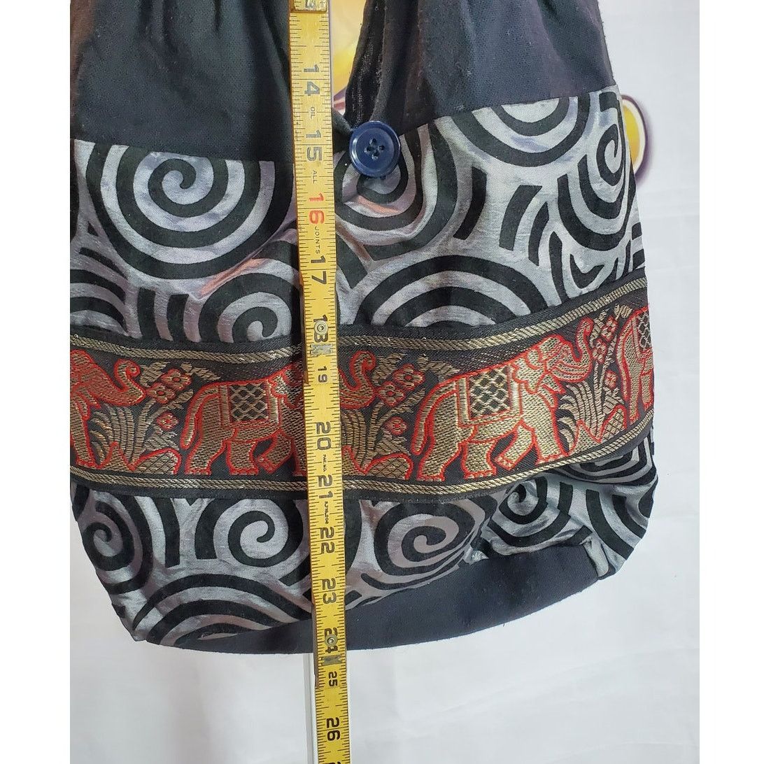Handmade Handmade Black Gray Elephant Hobo Shoulder Bag One Size Size ONE SIZE - 7 Thumbnail