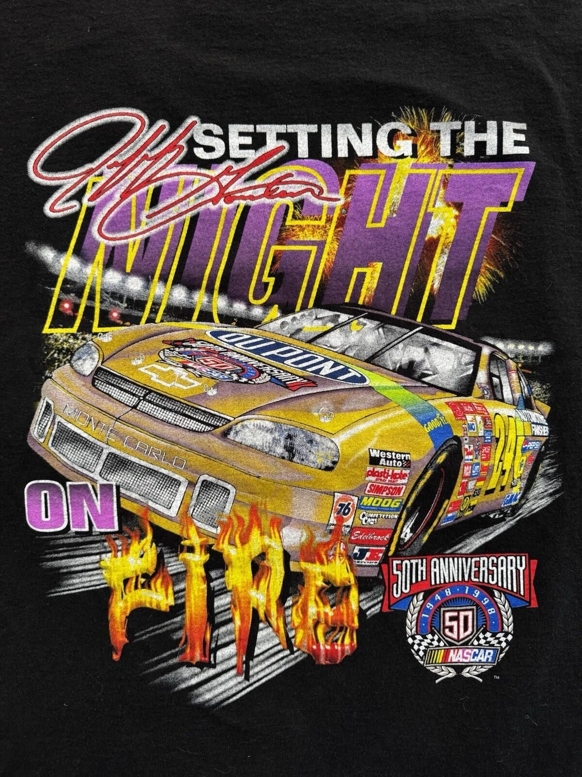 NASCAR Vintage 90s Jeff Gordon NASCAR 50 Anniv. Night Fire Shirt L Size ONE SIZE - 3 Thumbnail