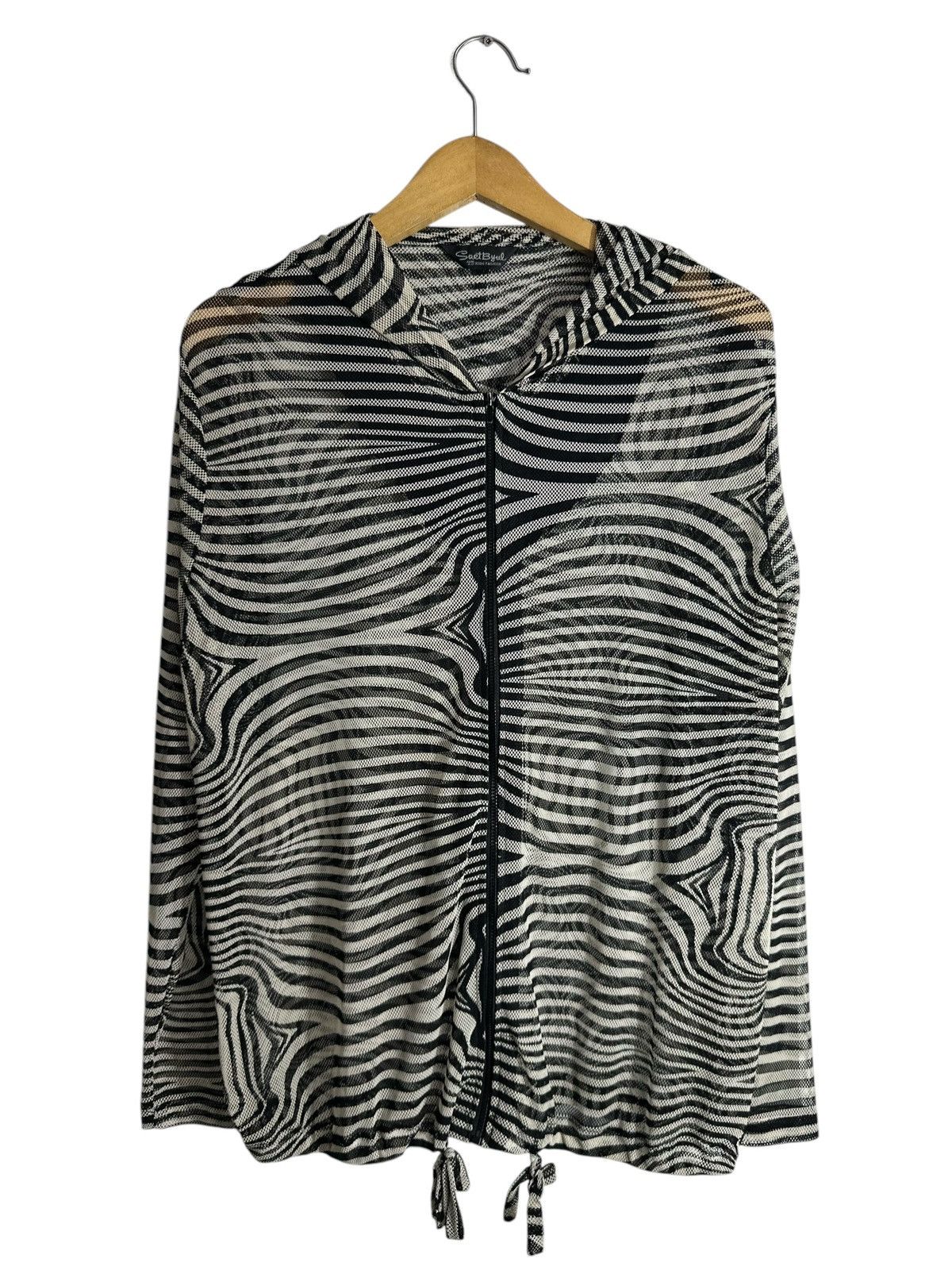 If Six Was Nine Cyber Zebras Transparent Hoodie Japan Issey Yohji Style Size US L / EU 52-54 / 3 - 1 Thumbnail