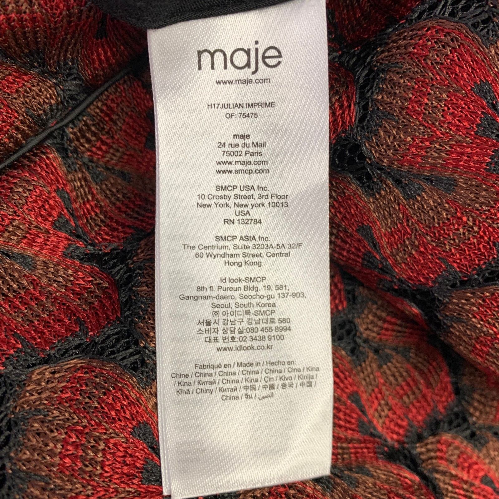 Maje MAJE S Black Burgundy Polyester Pleated Knee Length Skirt Size 27" / US 4 / IT 40 - 5 Thumbnail
