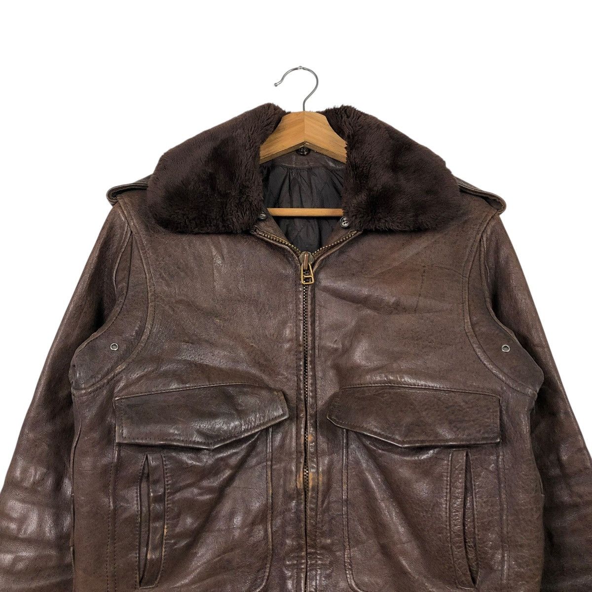 Japanese Brand 🔥VINTAGE LEATHER JACKET BIKER FREETIME FUR COLLAR Size US S / EU 44-46 / 1 - 5 Thumbnail