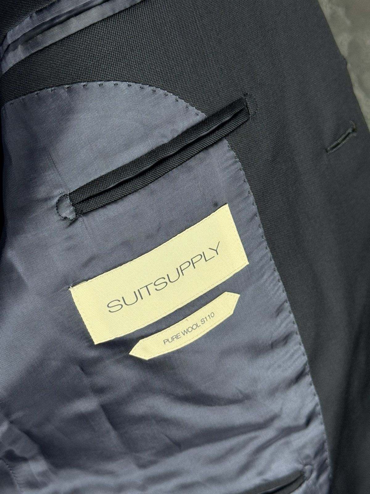 Designer × Suitsupply × Vintage SUITSUPPLY Men’s Pure Wool S110 Dark Blue Jacket Suit Size 52R - 8 Thumbnail