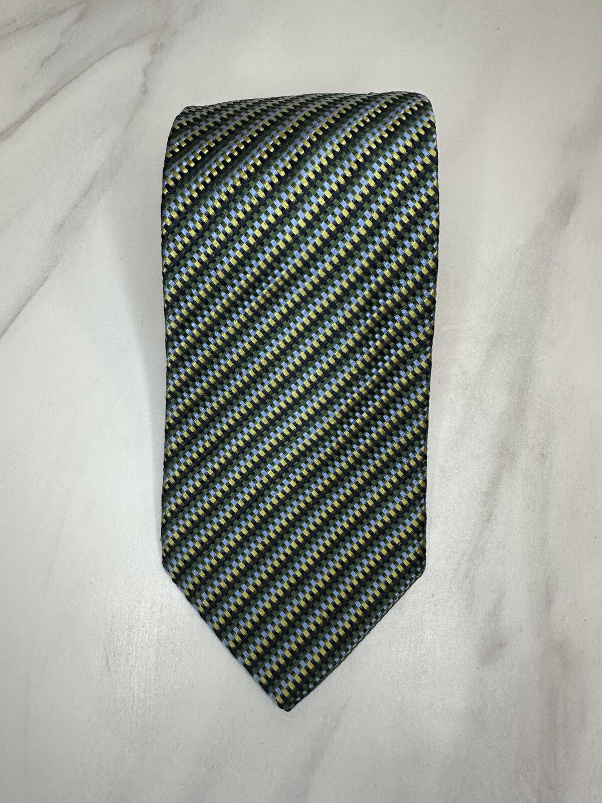 XMI Platinum XMI Platinum 100% English silk tie blue green gold geometric Size ONE SIZE - 1 Thumbnail