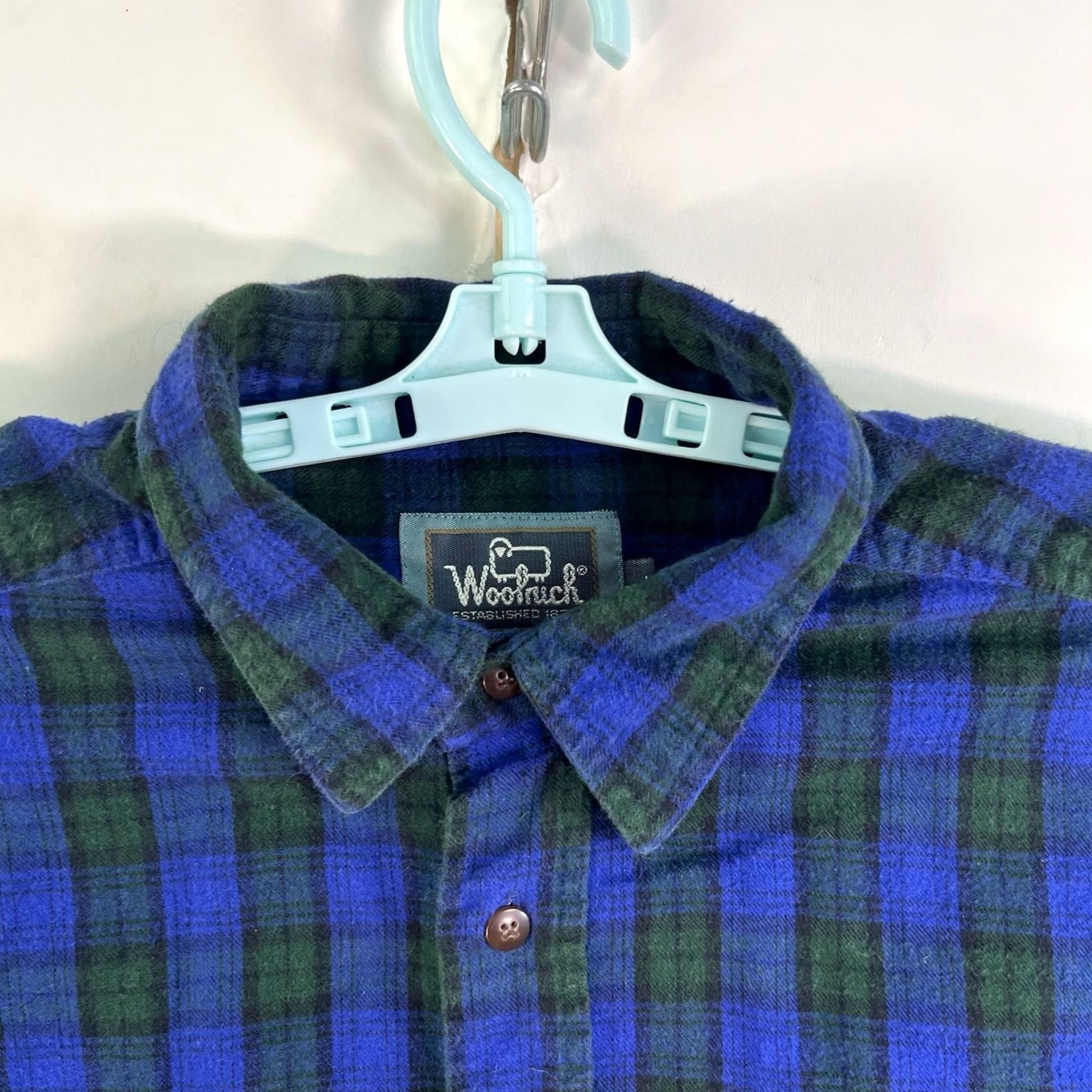 Vintage Woolrich Button-Up Shirt Plaid Flannel Cotton Blue L Mens Size L Casual Travel Pocketed Button-Up Size US L / EU 52-54 / 3 - 3 Thumbnail