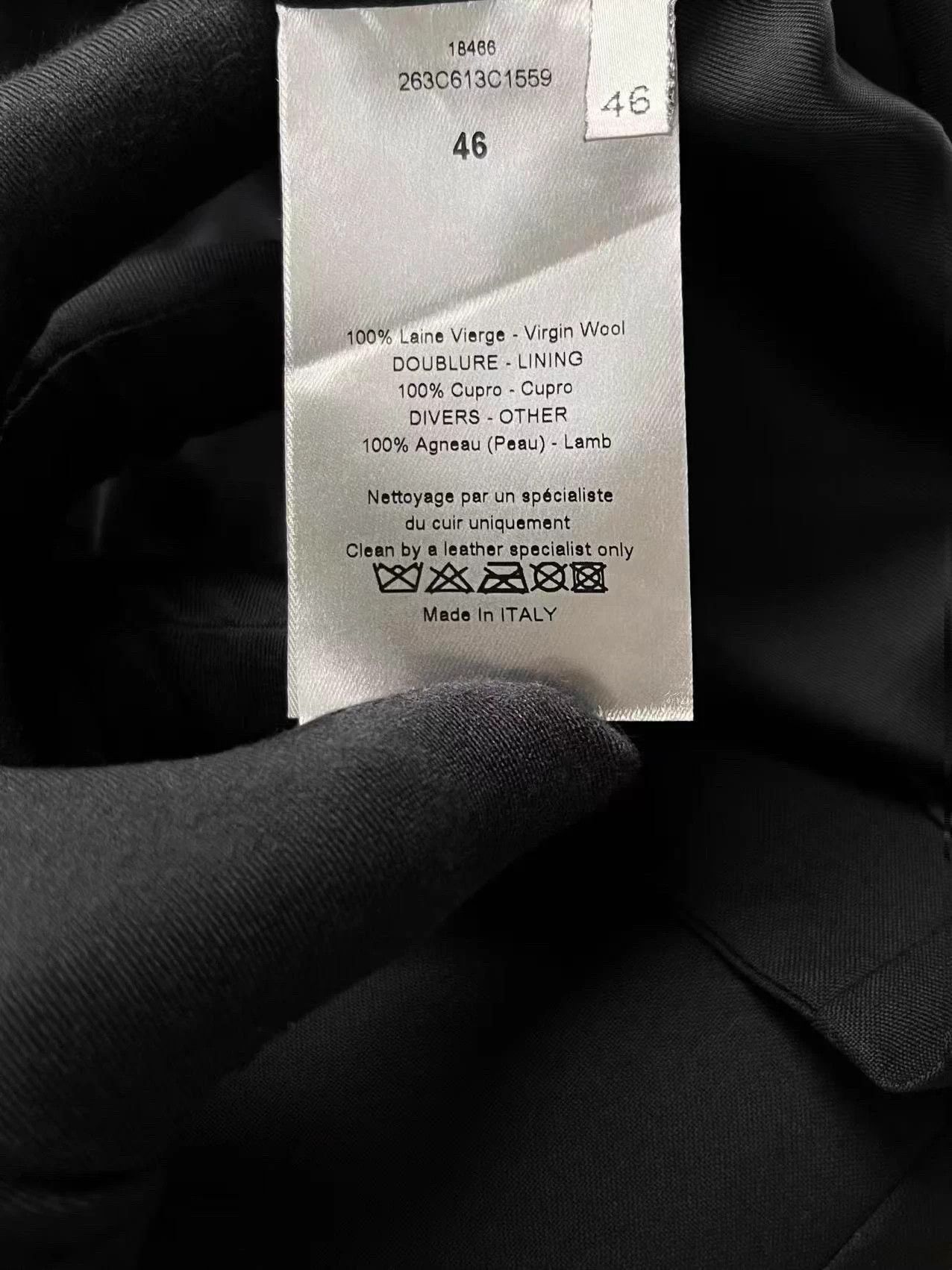 Dior Dior Homme Black Collar Satin Wool Lambskin Waistcoat 46 Size 46R - 5 Thumbnail
