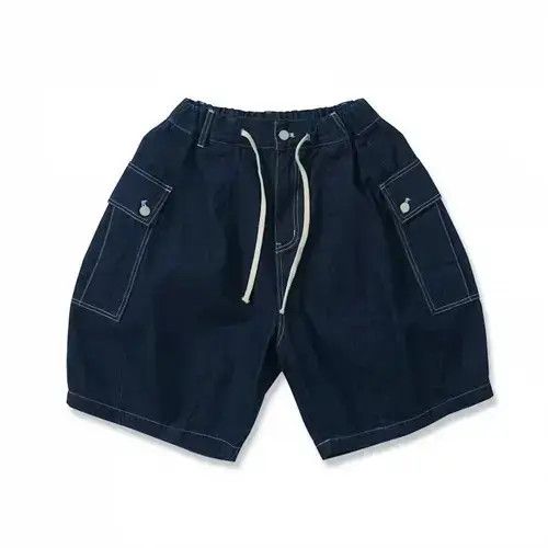 Hypebeast 20SS Indigo Union Japan Medium Blue Denim Oversized Shorts Size US 33 - 1 Thumbnail