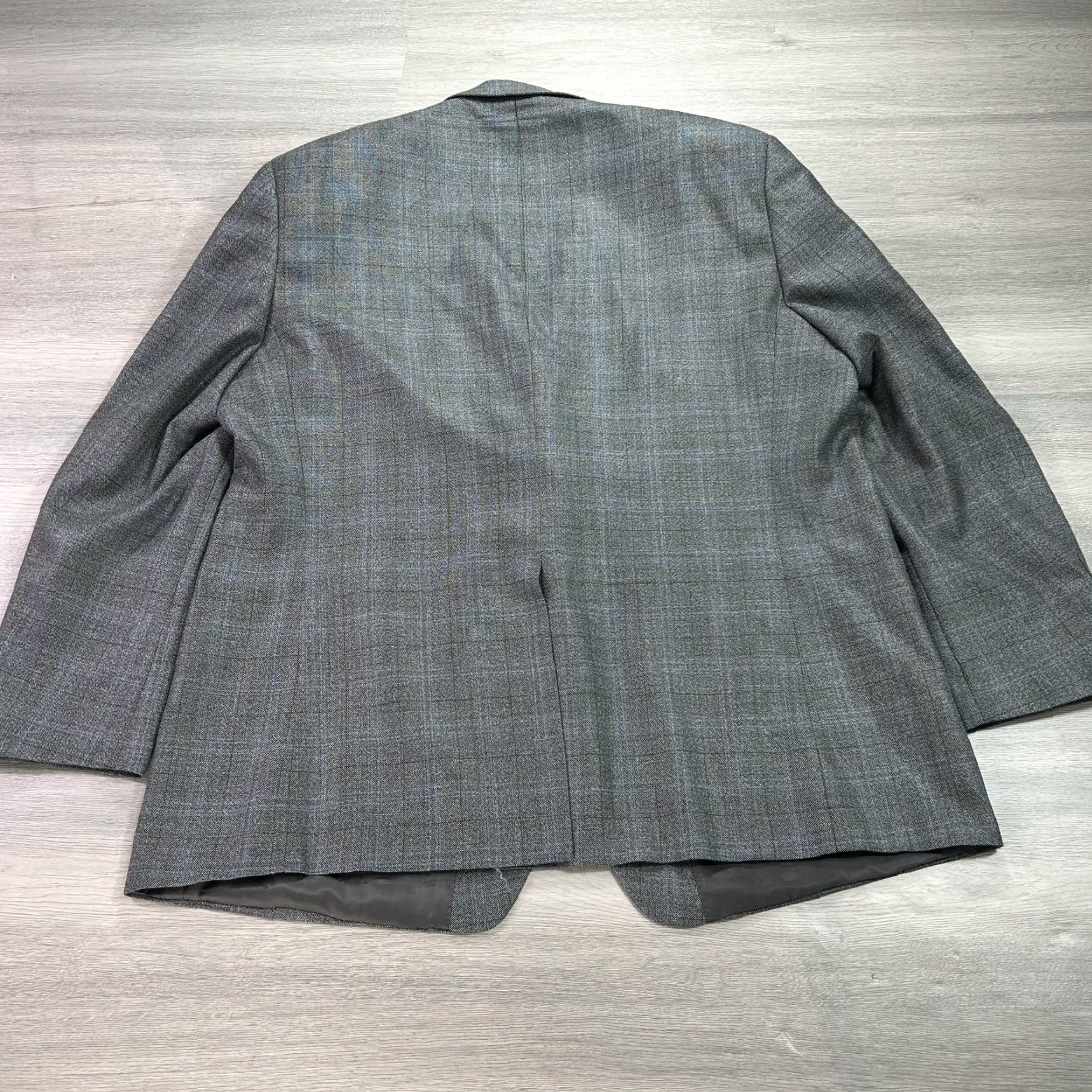 Ralph Lauren VINTAGE Lauren Ralph Lauren Blazer Mens 46R Gray Silk Wool Plaid 2 Button Double Vent Size 46R - 2 Thumbnail