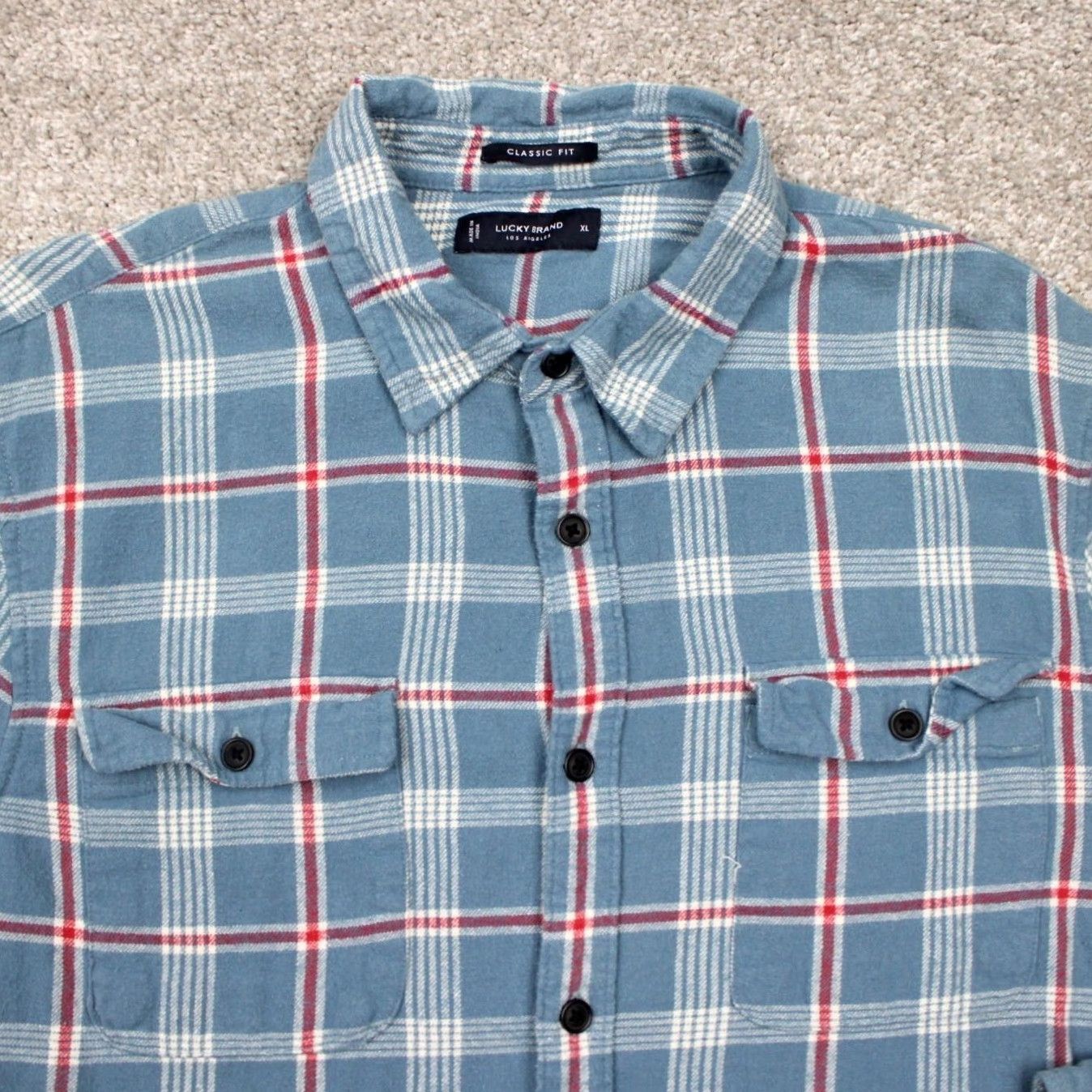 Lucky Brand Lucky Brand Plaid Button-Up Shirt Mens XL Blue/Red Flannel Classic Fit L/S Button-Up Size US XL / EU 56 / 4 - 5 Thumbnail