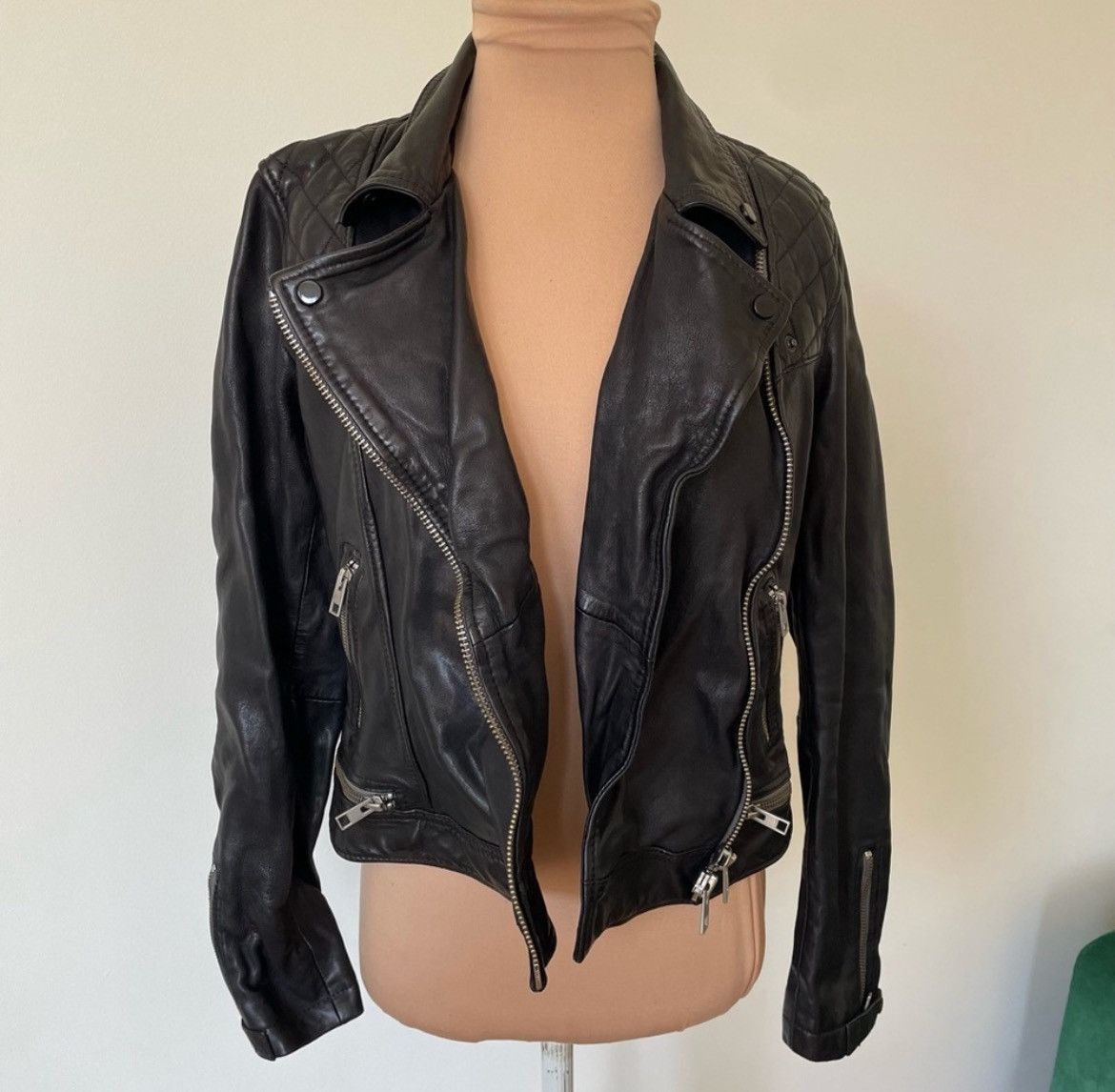 Allsaints ALLSAINTS Conroy Quilted Leather Moto Motorcycle Jacket Size M / US 6-8 / IT 42-44 - 5 Thumbnail