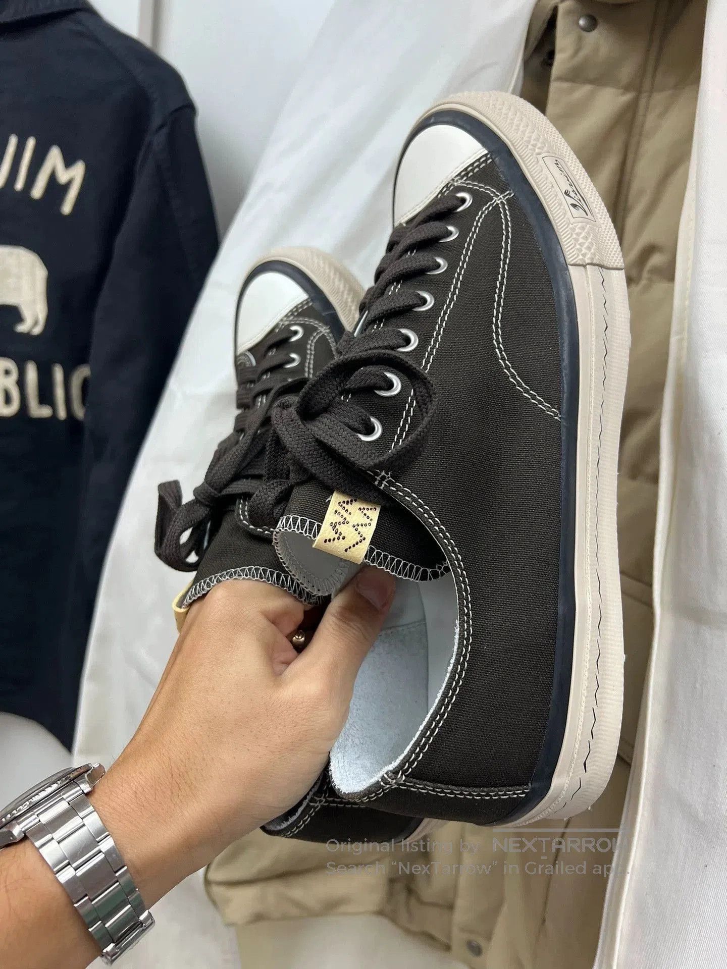 Visvim Black Canvas Low-Top Sneakers Size 12. Size US 12 / EU 45 - 6 Thumbnail