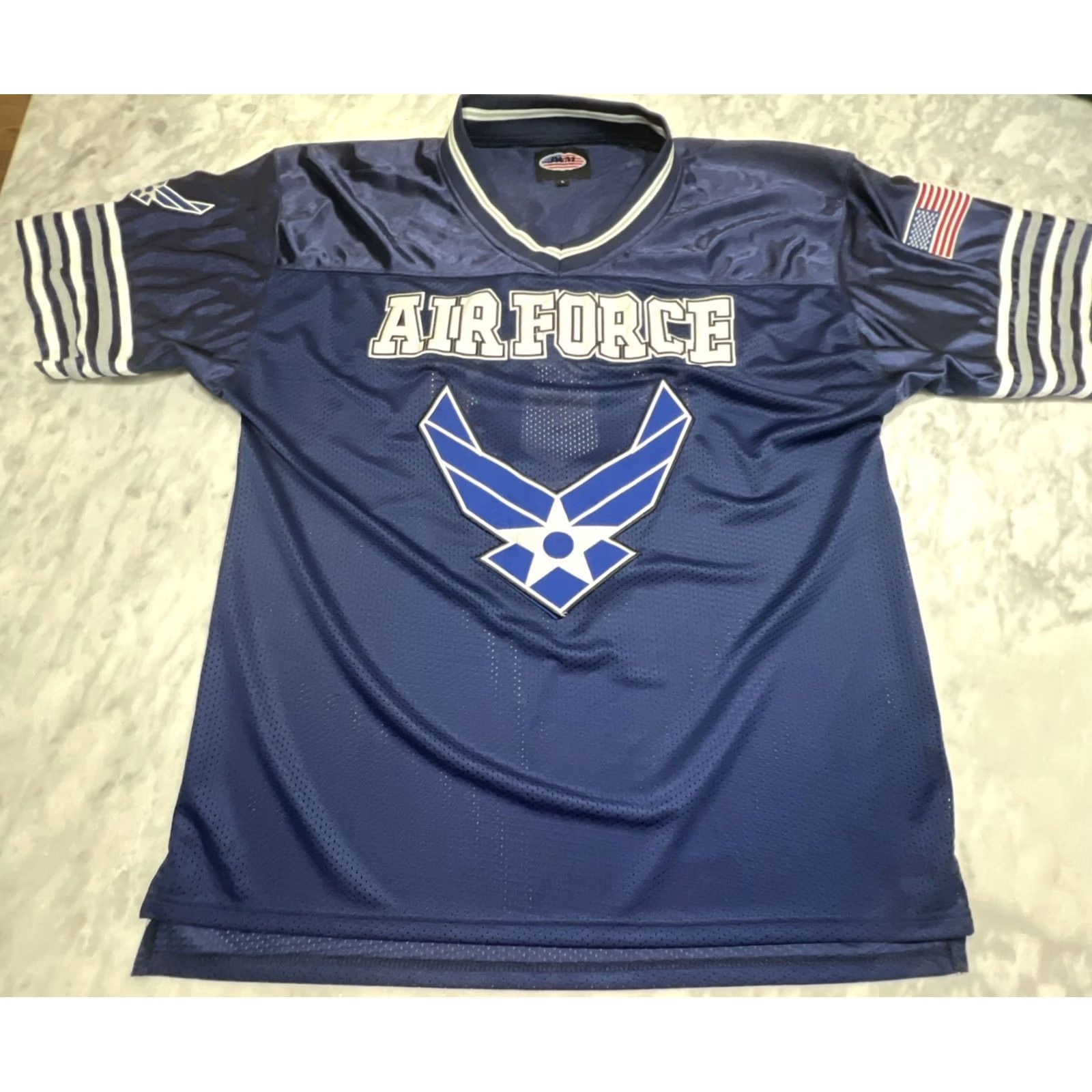 Logo 7 VINTAGE JWM U.S. Air Force Jersey Men Large Wings Logo Blue Football Emblem Patches Shirt" Size US L / EU 52-54 / 3 - 2 Thumbnail