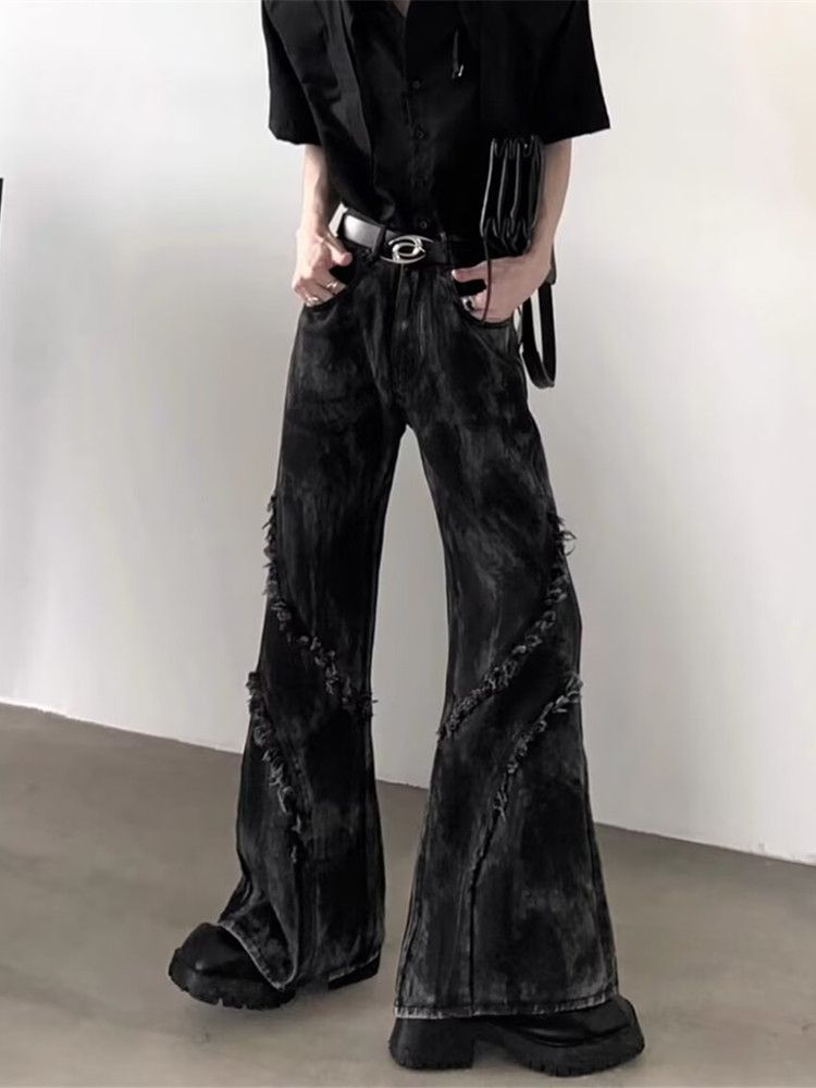 Japanese Brand Y2k Streetwear washed black baggy stacked Size US 27 - 5 Thumbnail