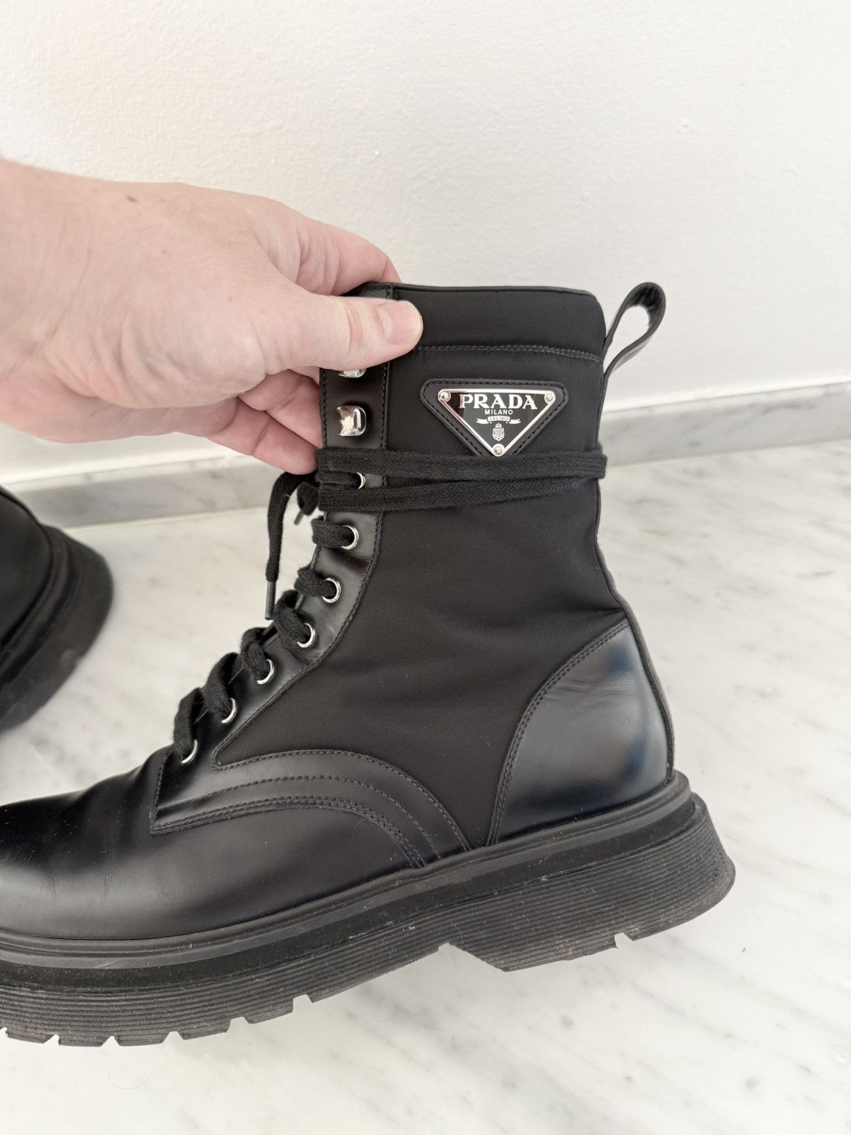 Prada Triangle Logo Combat Boots, nylon / leather Size US 10 / EU 43 - 4 Thumbnail