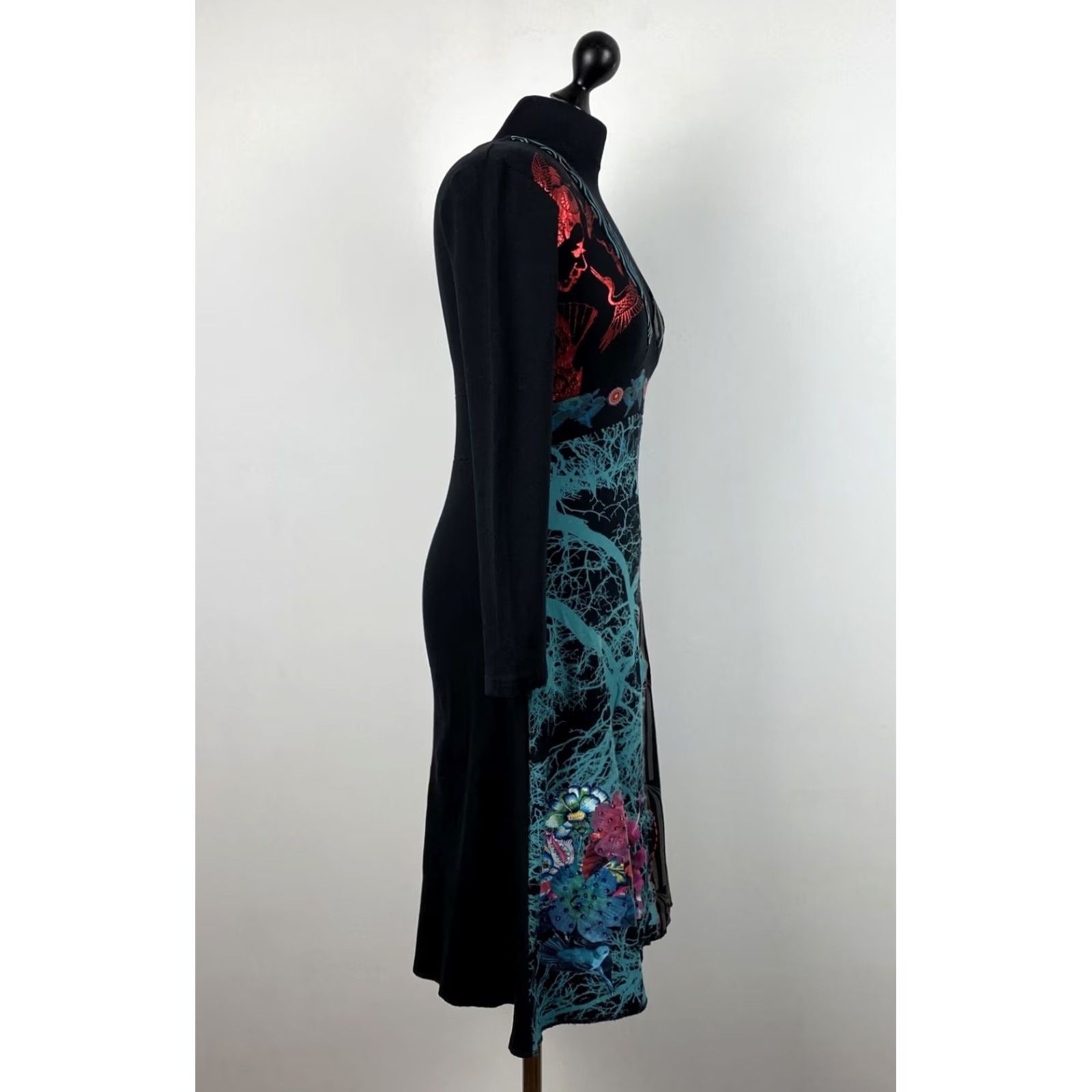 Desigual Desigual Dress Womens M Multicoloured Round Neck 37V2007 Size M / US 6-8 / IT 42-44 - 2 Thumbnail