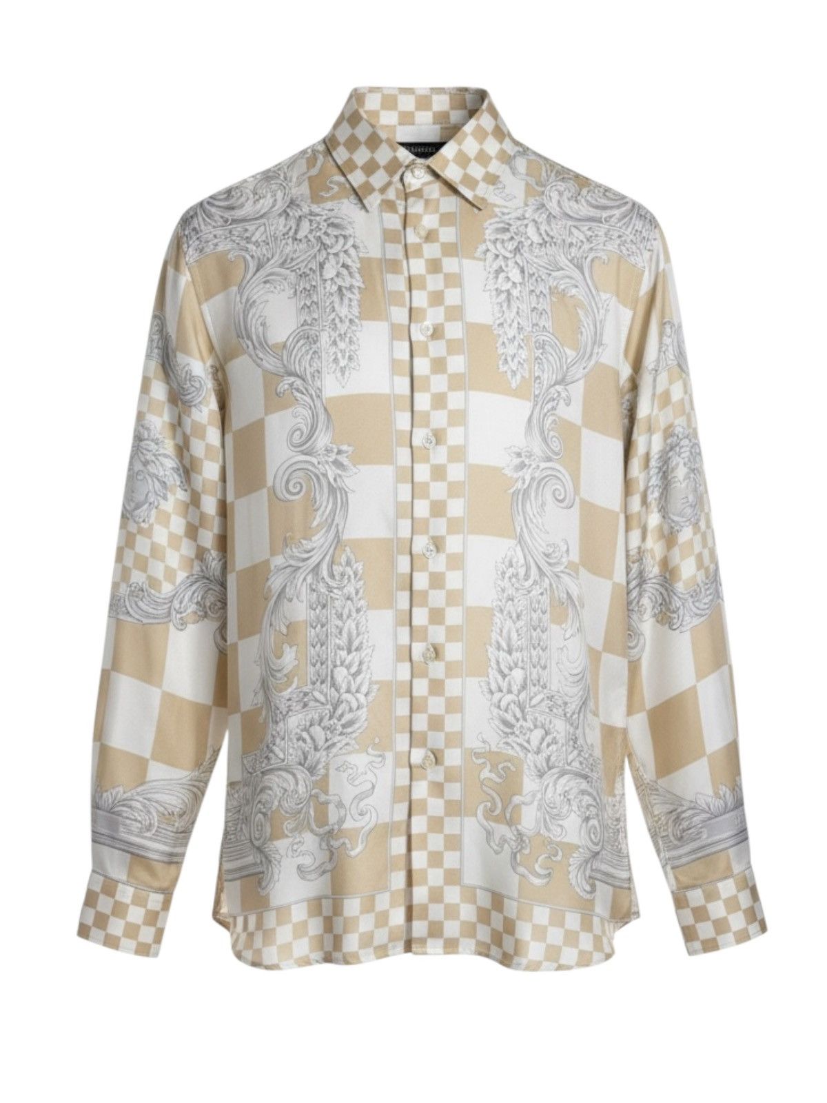 Versace Versace Silk Shirt Medusa Checkerboard Beige Size US M / EU 48-50 / 2 - 1 Thumbnail