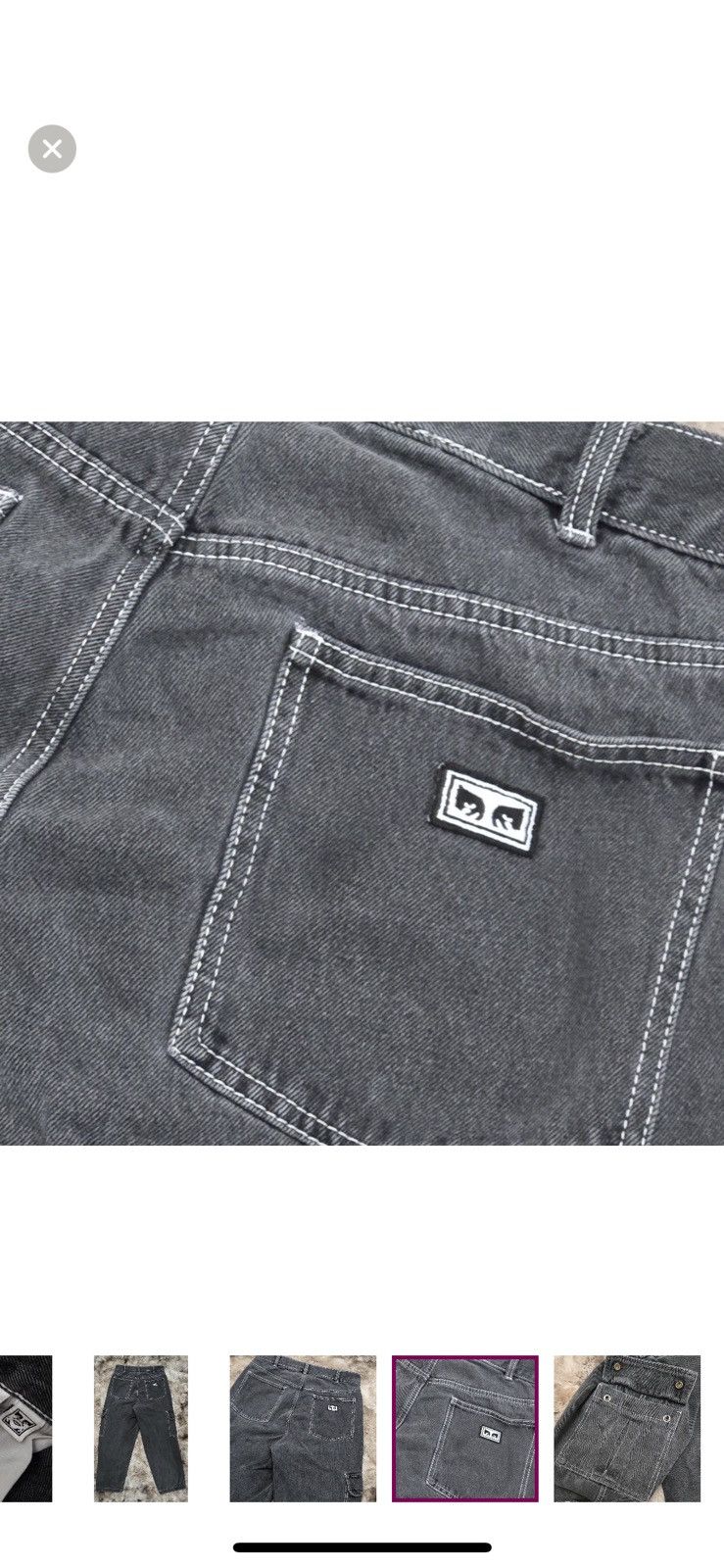 Obey Y2K OBEY Charcoal Black Wash Cargo Straight Wide Pants 30x30 Size US 30 / EU 46 - 14 Thumbnail