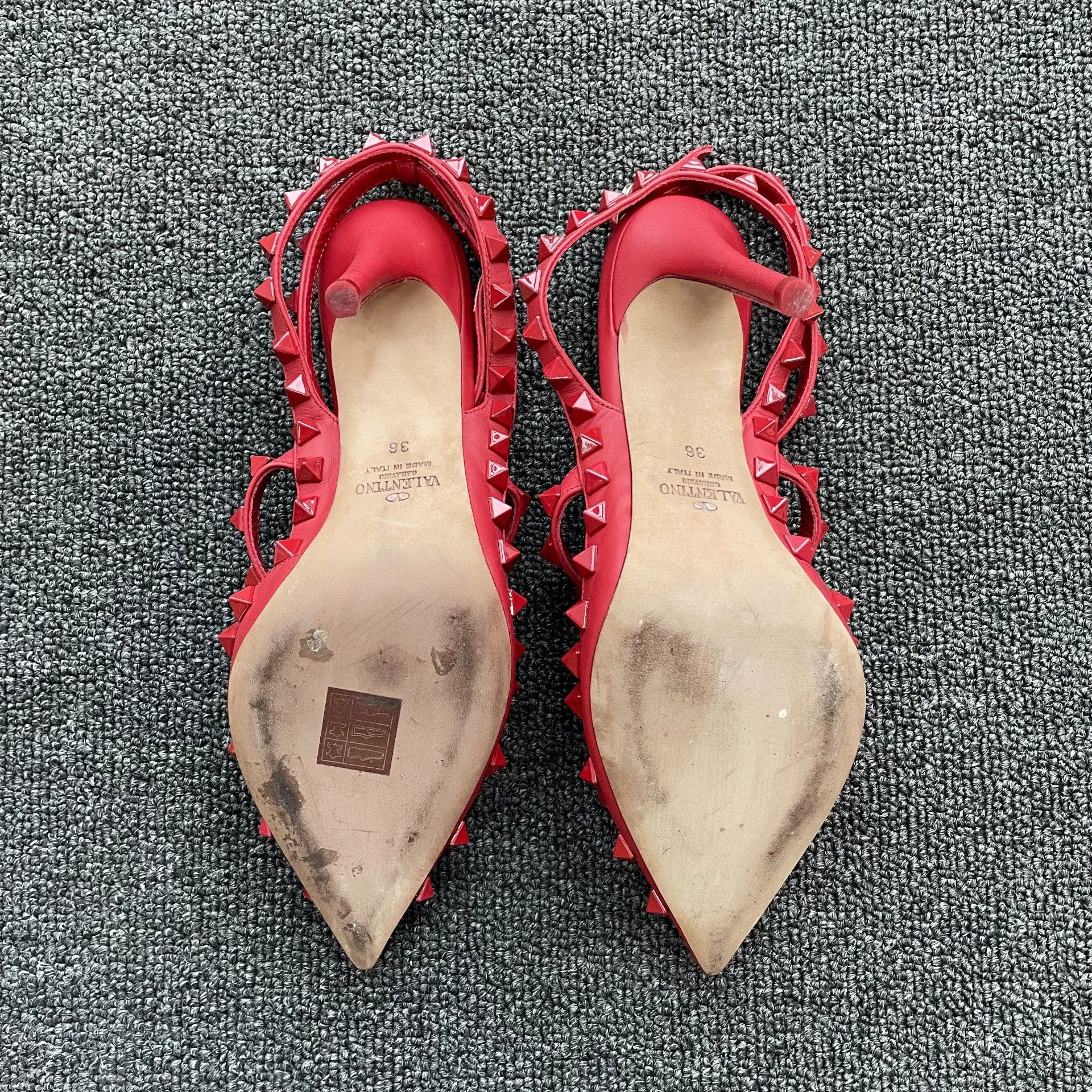 Valentino Valentino 98 New Red Lthr Buckle Stiletto Wmn's 36 Size US 5.5 / IT 35.5 - 7 Thumbnail