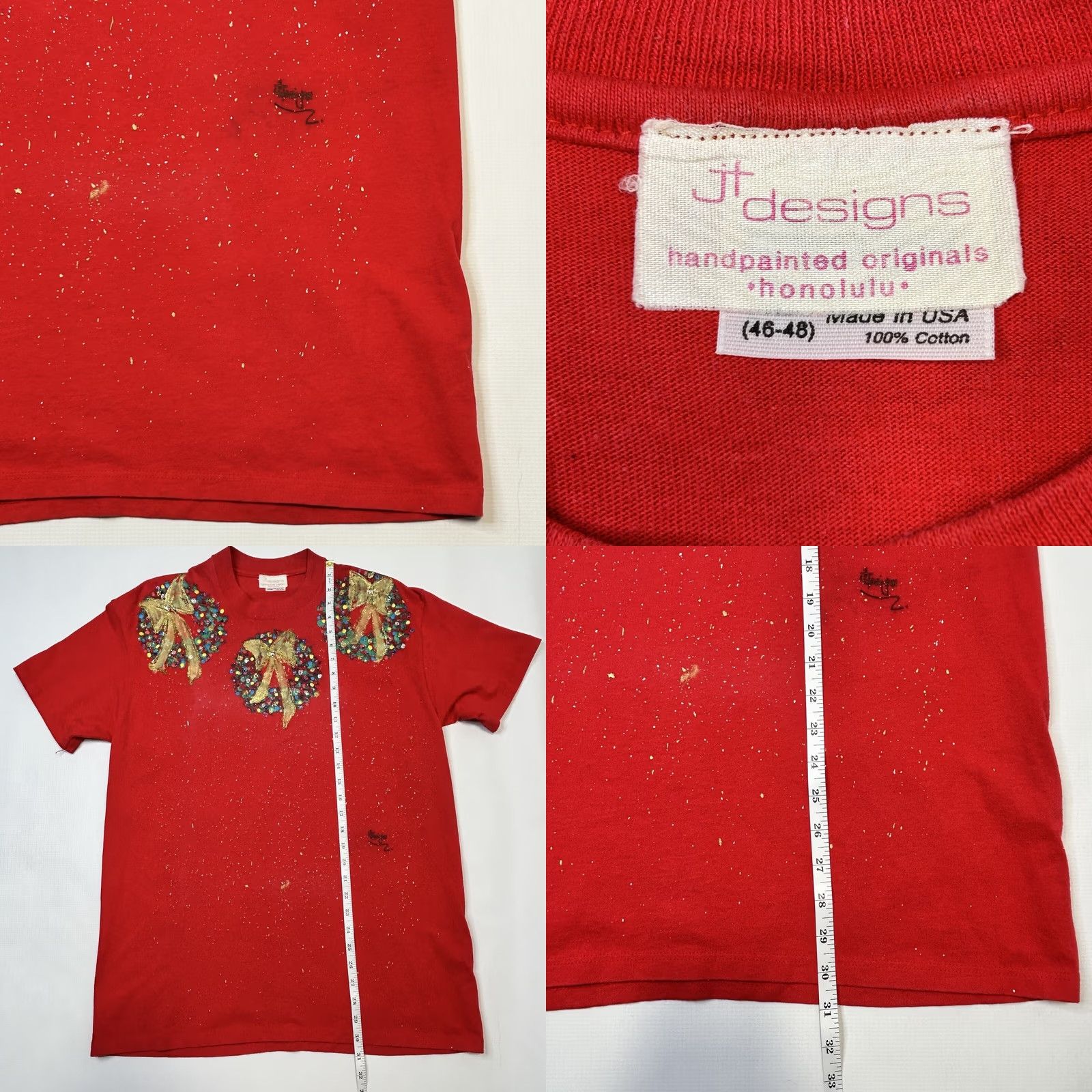 Vintage VINTAGE Hawaii Hand Painted Christmas T Shirt Splatter Bling Single Stitch XL Size XL / US 12-14 / IT 48-50 - 8 Thumbnail