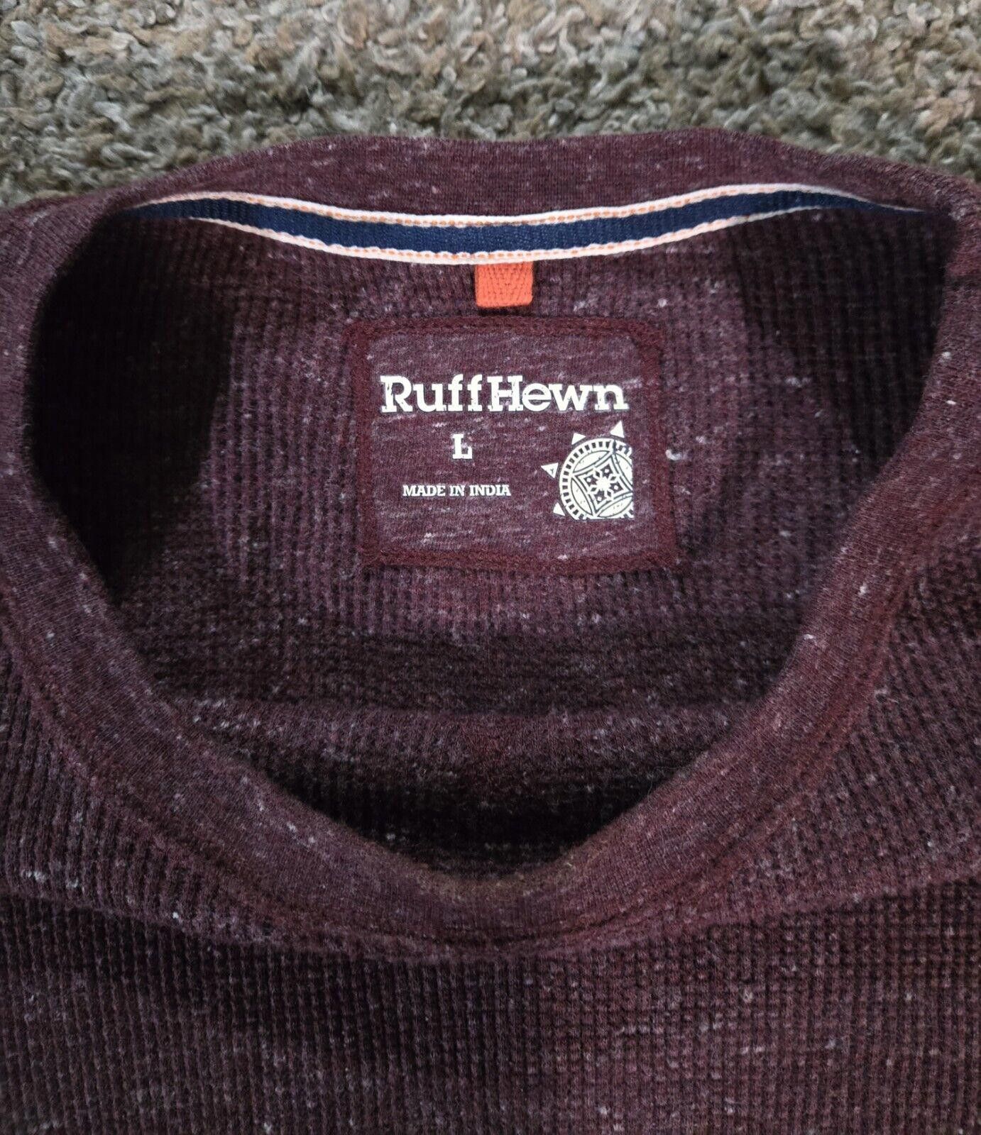 Designer Burgundy Ruff Hewn Henley Long Sleeve Shirt L Size US L / EU 52-54 / 3 - 2 Thumbnail