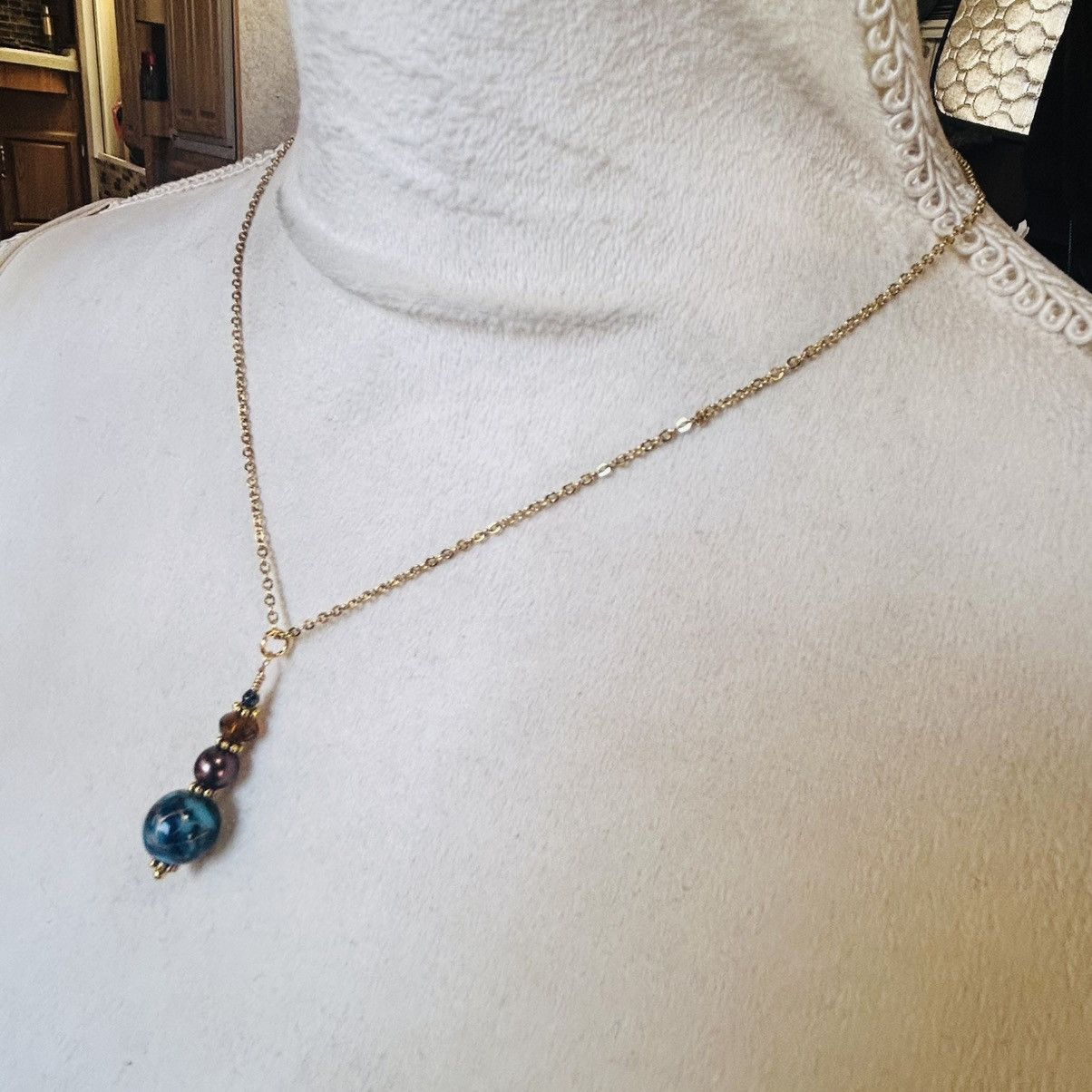Handmade Handcrafted art glass Czech glass pearl crystal necklace set Size ONE SIZE - 6 Thumbnail