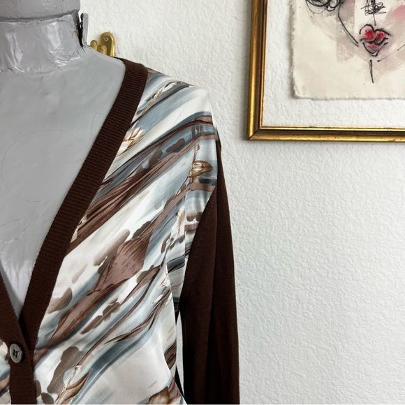 Salvatore Ferragamo × Vintage Salvatore Ferragamo Scarf Front V Neck Knit Cardigan Branded Size L / US 10 / IT 46 - 5 Thumbnail