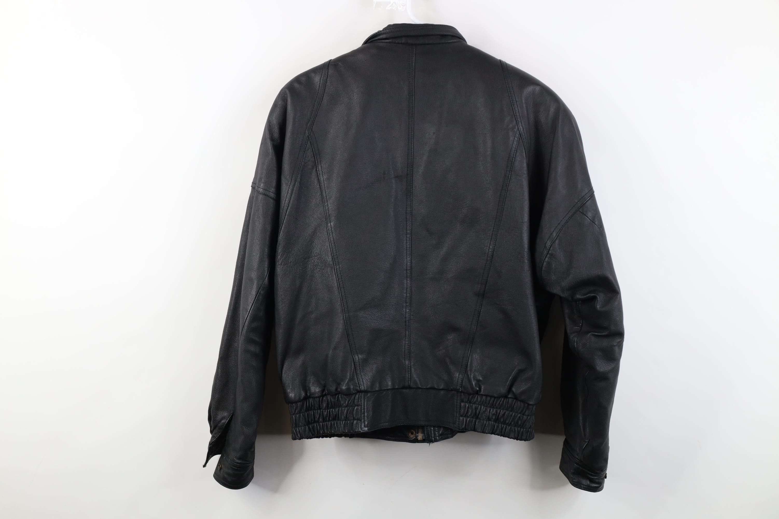 Vintage Vintage 90s Streetwear Lined Leather Flight Bomber Jacket Size L / US 10 / IT 46 - 18 Thumbnail