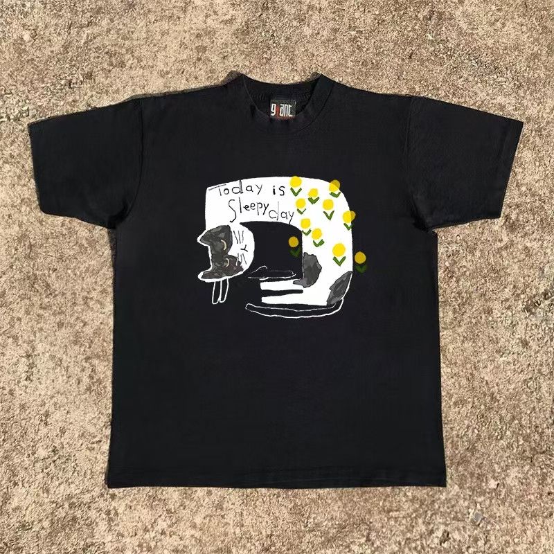 Japanese Brand × Vintage Black casual retro cat print t-shirt Size US M / EU 48-50 / 2 - 1 Thumbnail