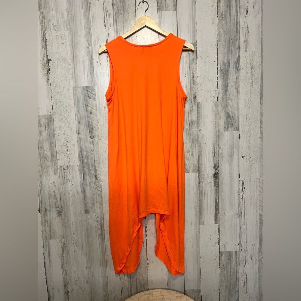Rouje Rouge Collection Neon Orange Asymmetrical Sleeveless Tunic T Size XL / US 12-14 / IT 48-50 - 2 Thumbnail