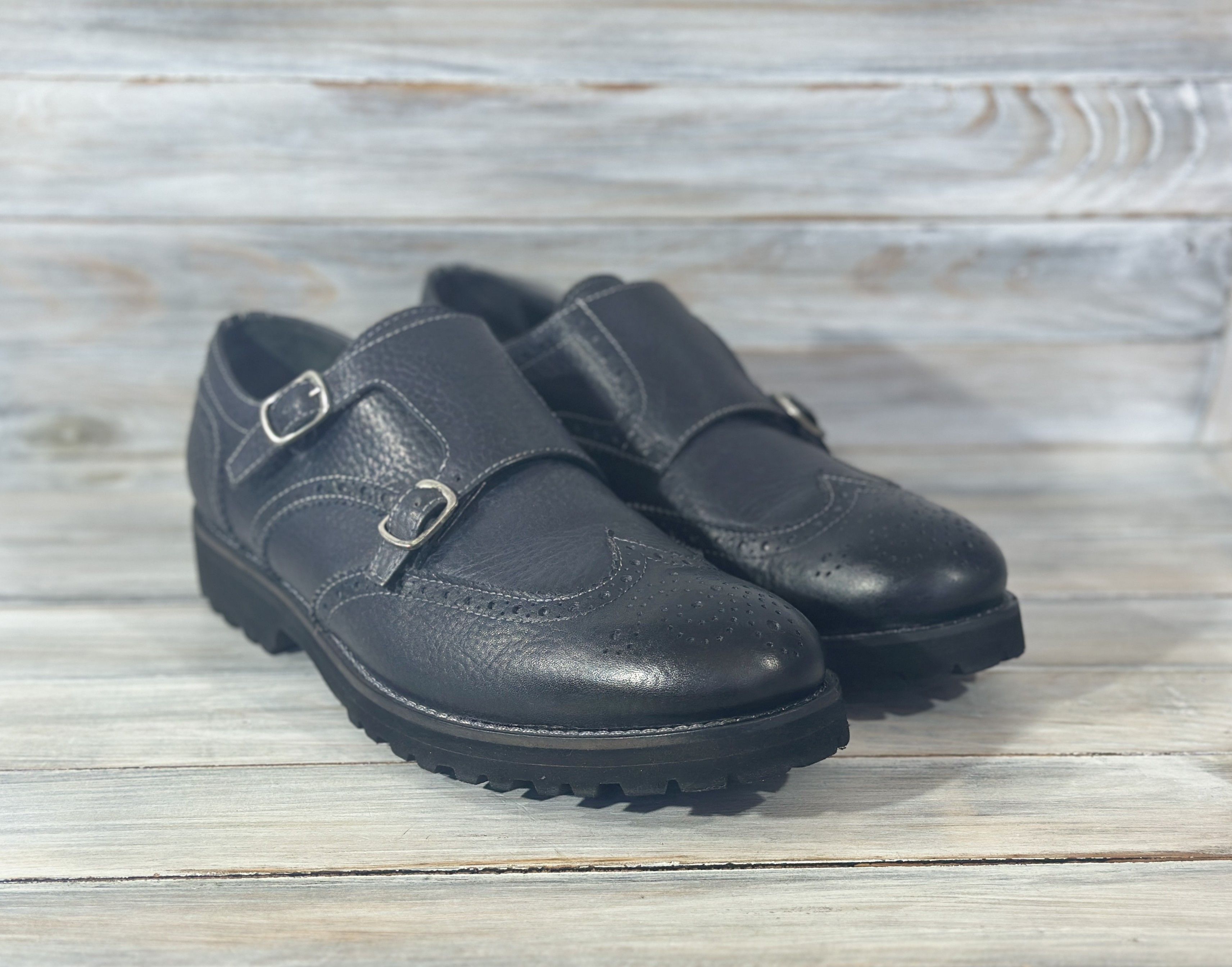 Leather JEROLD WILTON Monk Leather Shoes Made In Italy Luxury Brand Size US 9.5 / EU 42-43 - 2 Thumbnail
