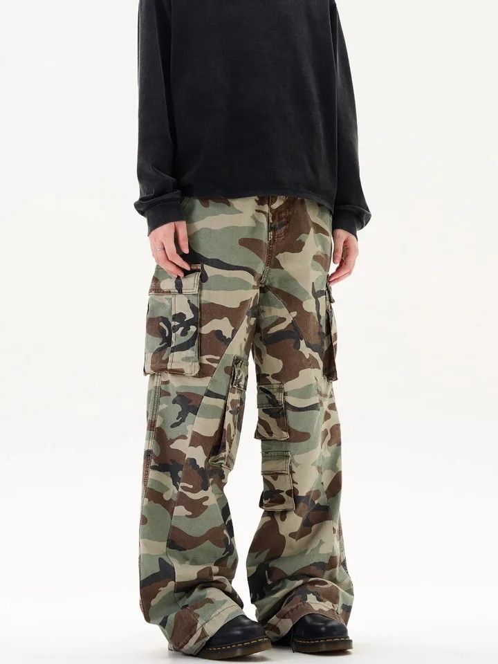 Designer × Japanese Brand × Vintage washed faded camo skate hiphop baggy cargo pants Size US 29 - 3 Thumbnail