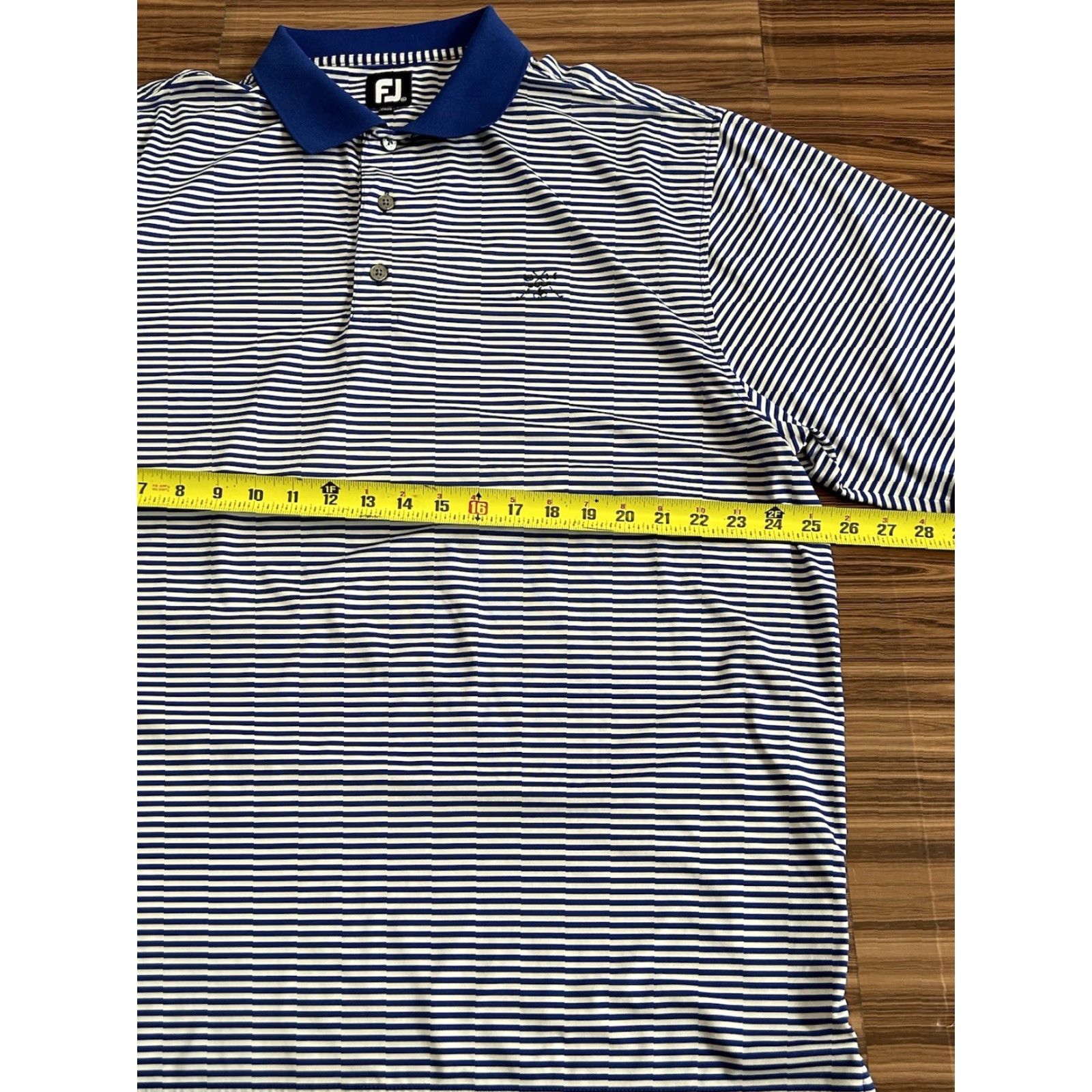 Footjoy FootJoy Polo Shirt Men's XL Blue/White Striped Short Sleeve Golf Logo Easy Care Stretch Reglar Fit Casual Travel Golf Size US XL / EU 56 / 4 - 3 Thumbnail