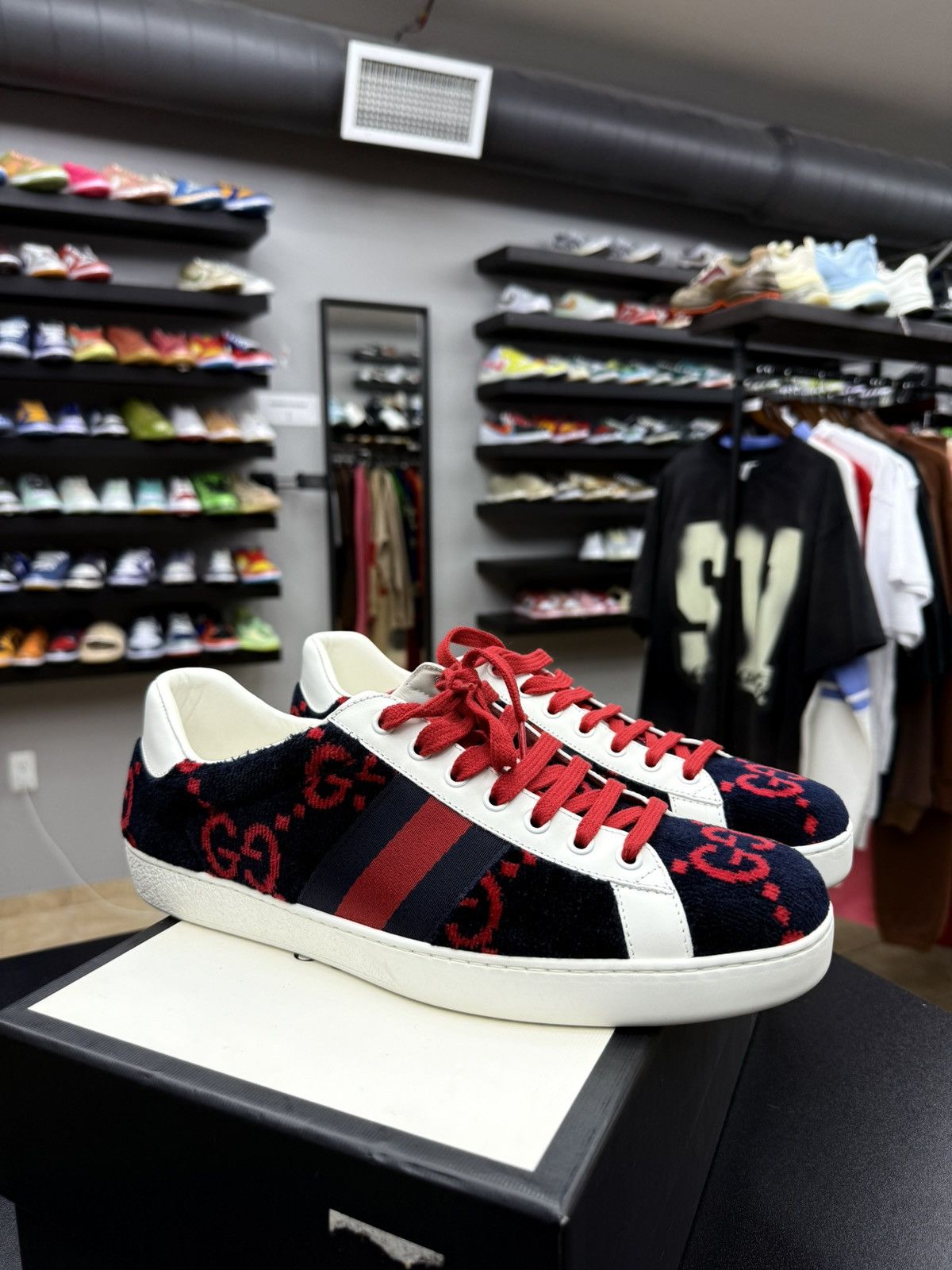 Gucci Gucci Ace GG Logo Terry Cloth Navy Velvet SZ 9.5 G / 10 Us Size US 10 / EU 43 - 2 Thumbnail