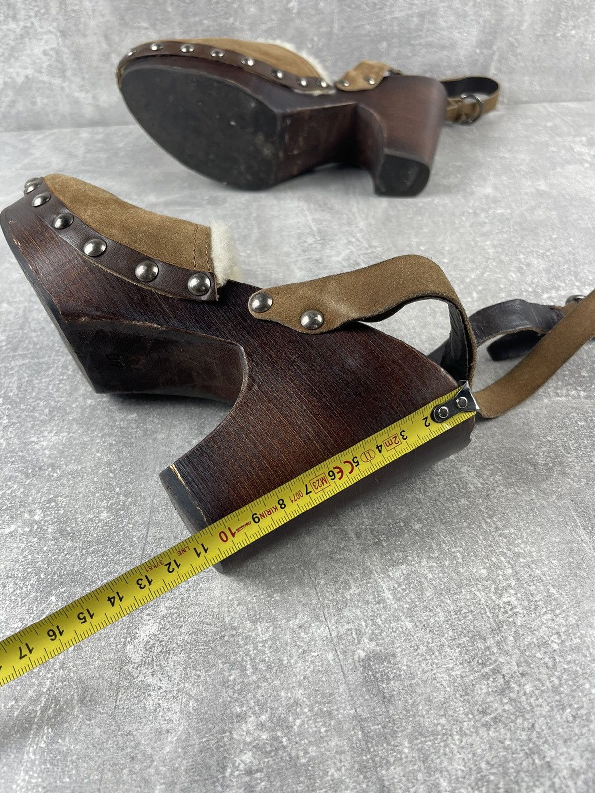Miu Miu Miu Miu Archive Shearling Wooden Platform Clogs Sandals Size US 9 / IT 39 - 12 Thumbnail