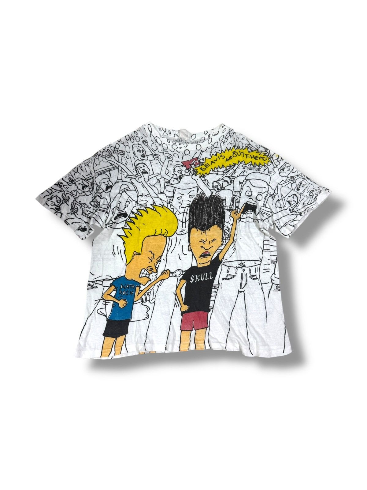 Mtv × Vintage RARE✨VINTAGE BEAVIS & BUTTHEAD ALLOVERPRINT BOOTLEG TEE PUNK Size US XL / EU 56 / 4 - 1 Thumbnail