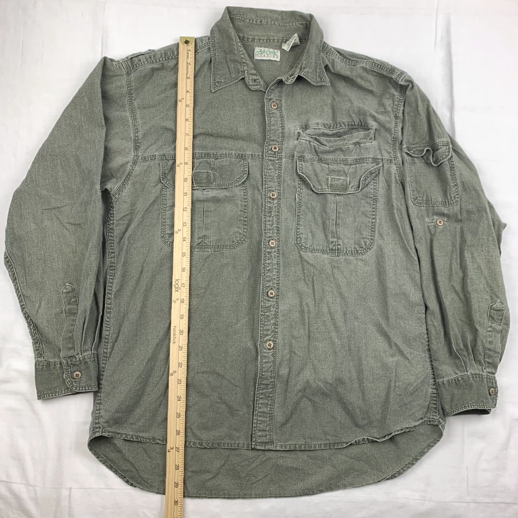 ASH VINTAGE Ash Creek Trading Button-Up Shirt Adult Medium Green Hiking Outdoors 90s Mens Button-Up Shirt Green 90s Outdoor Rugged Pockets Size US M / EU 48-50 / 2 - 6 Thumbnail