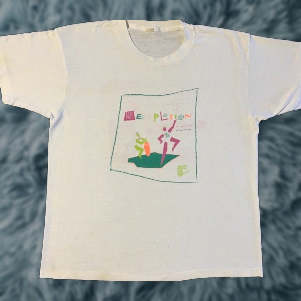 Budweiser VINTAGE Oakland Art Explosion Faded Abstract Shirt S White 80s 90s Grunge Surf Beer USA Size US S / EU 44-46 / 1 - 1 Thumbnail