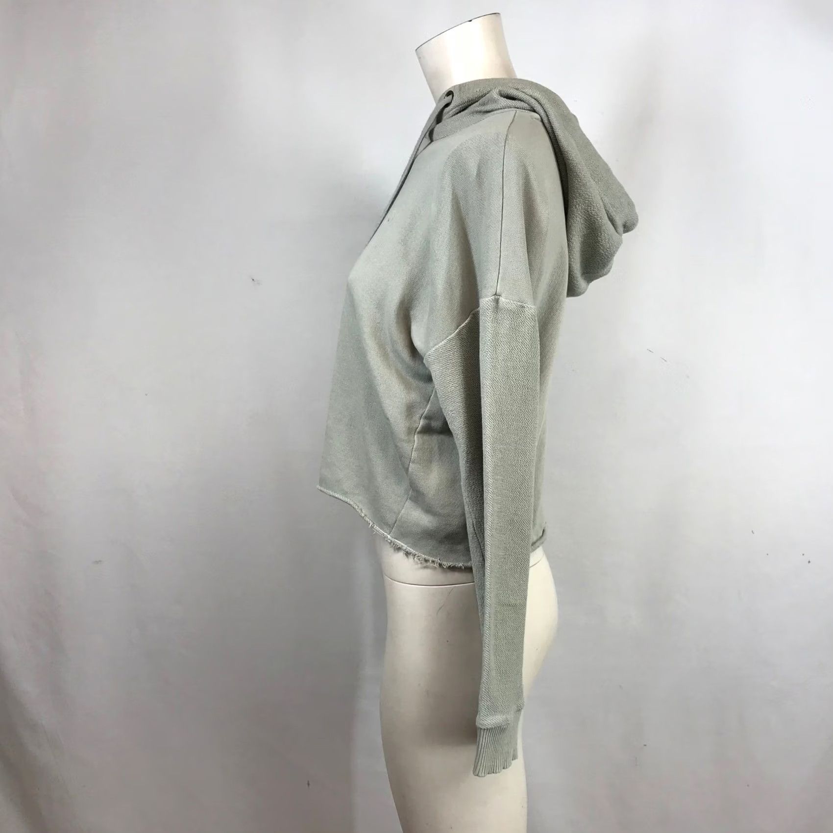 Vintage UpWest Resort & Mercantile Womens Sage Green Cropped Cotton Hoodie M Size M / US 6-8 / IT 42-44 - 6 Thumbnail