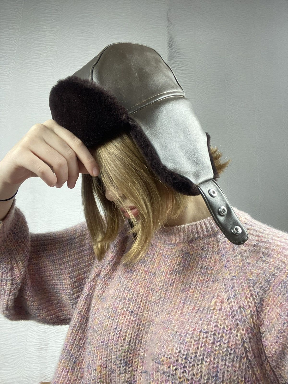 Japanese Brand Vintage Y2K faux leather aviator Ushanka hat streetwear Size ONE SIZE - 1 Thumbnail
